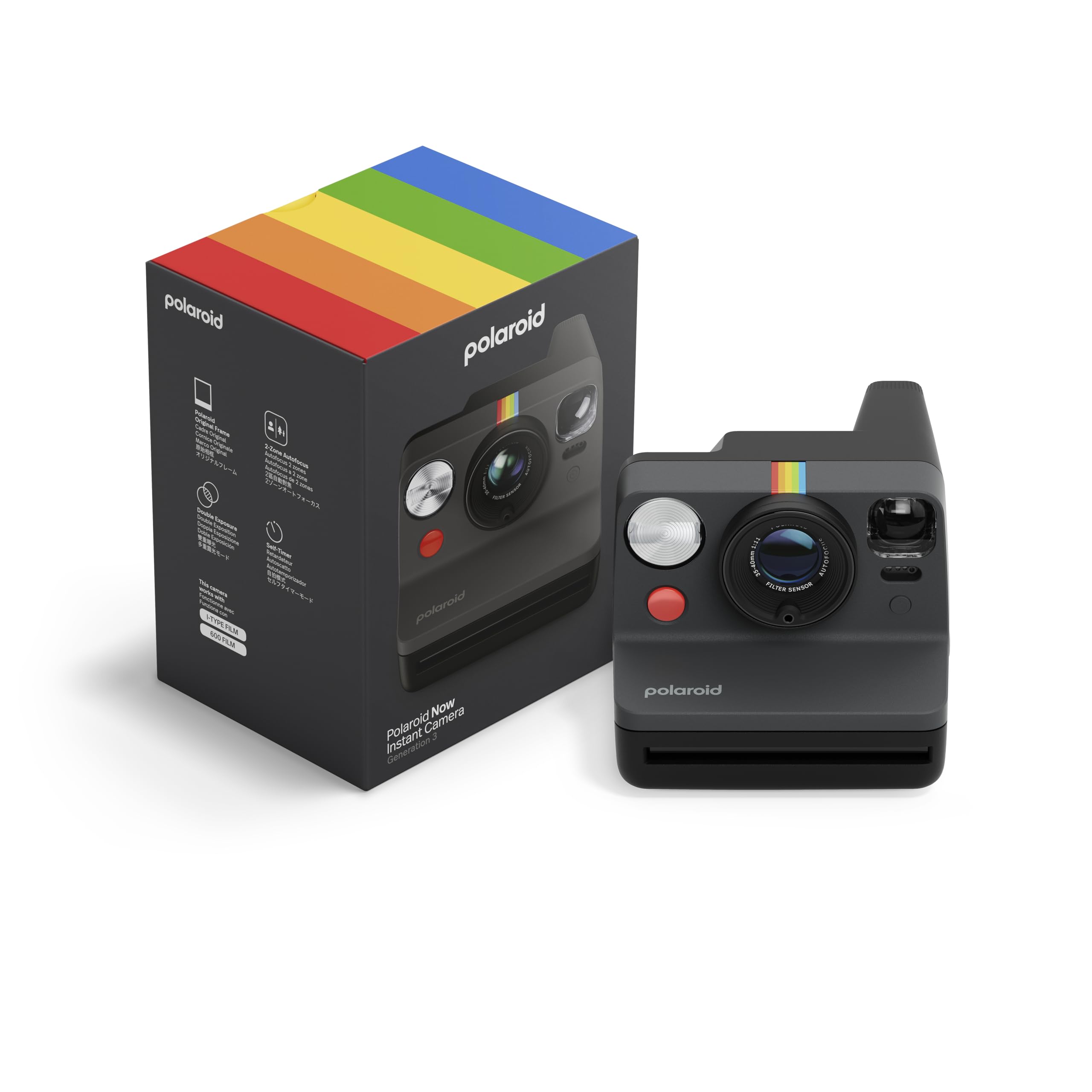 Polaroid Now Sofortbildkamera Generation 3, Schwarz (254861) 