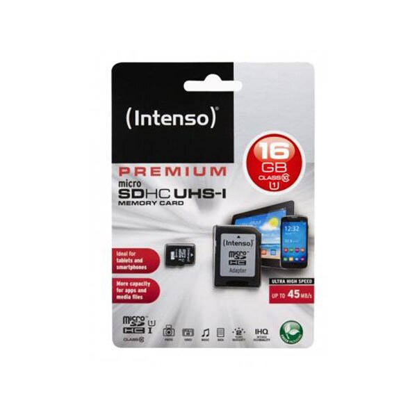 INTENSO 16GB microSDHC Karte UHS-I mit Adapter 