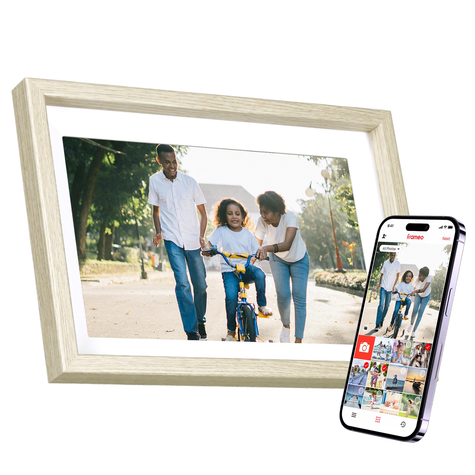 ROLLEI Smart Frame WiFi 108 Holzoptik Fichte Digitaler Bilderrahmen 