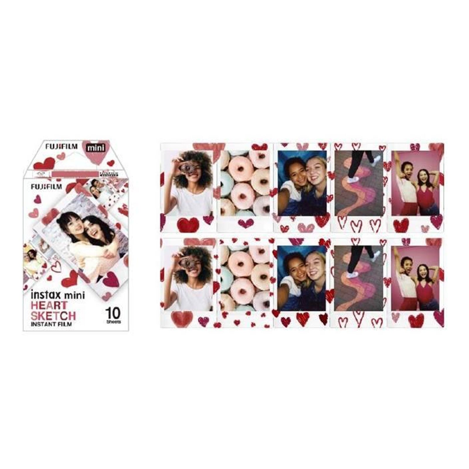FUJIFILM Colorfilm INSTAX mini Heart Sketch WW 1 Sofortbildkamera-Filme 