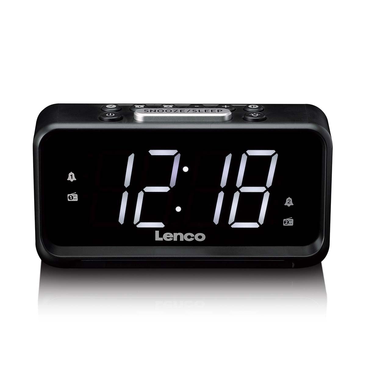 LENCO Radiowecker CR-28BK schwarz (manueller Dimmer, Nachtbeleuchtung, heller LED-Anzeige) 
