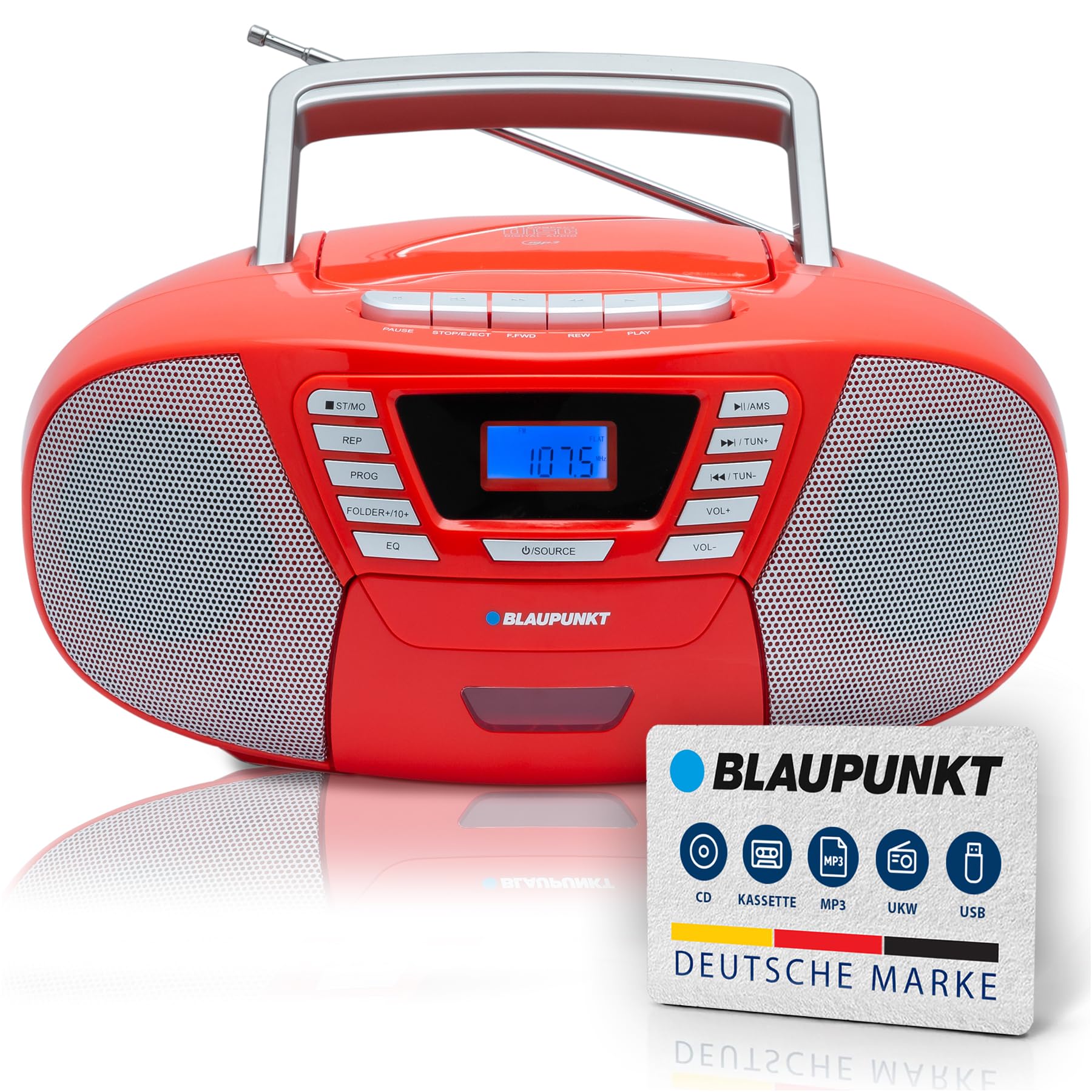 B 120 | Boombox mit CD Player und Bluetooth | Rot 