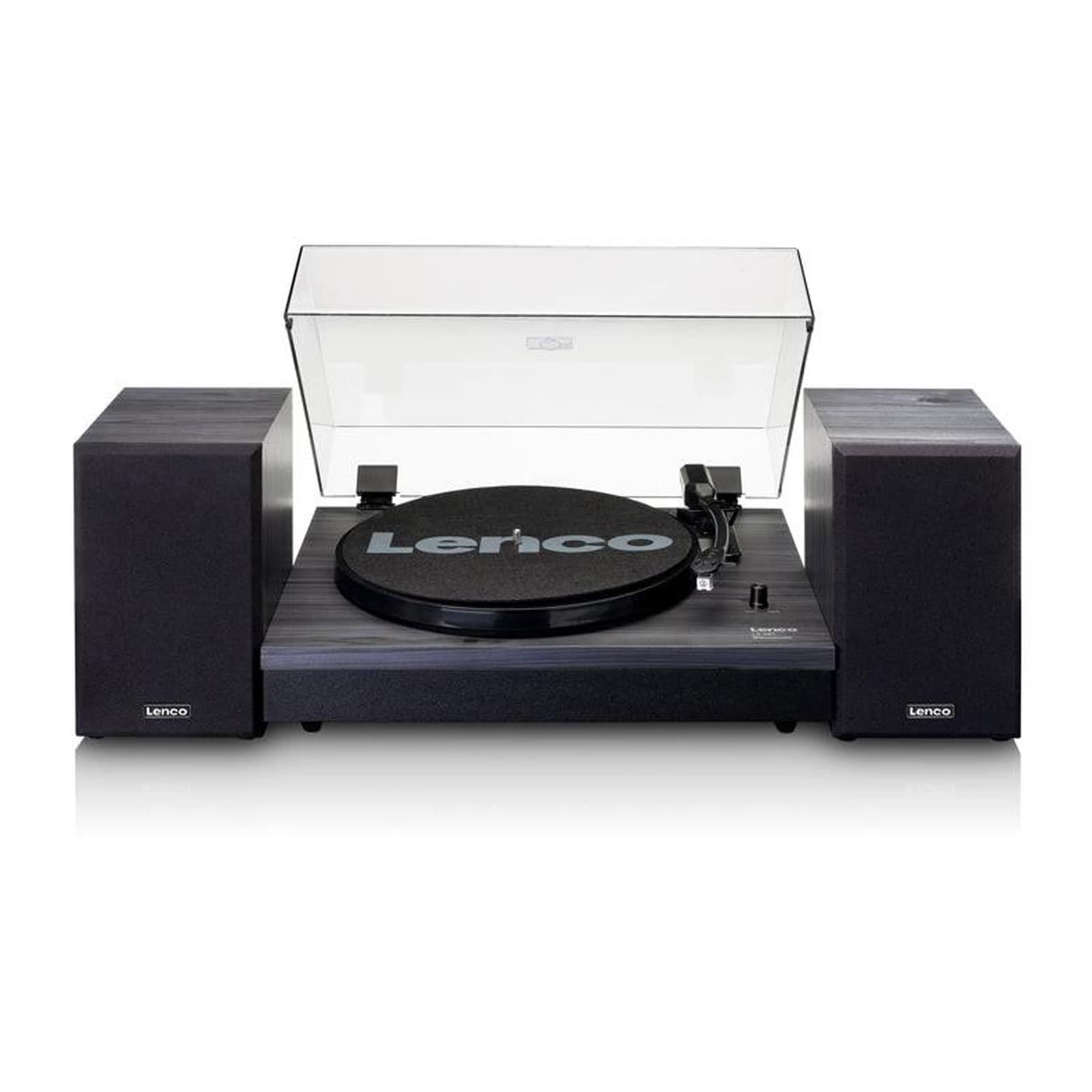 Lenco LS-301BK Bluetooth Plattenspieler mit zwei externen Lautsprechern Schwarz 