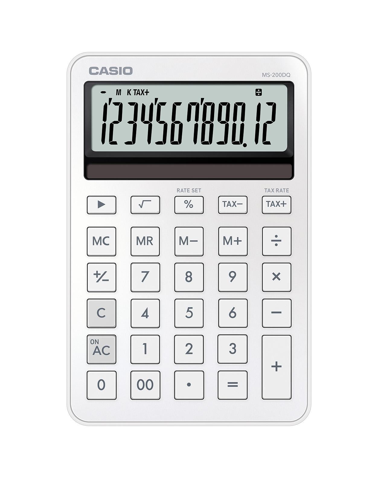 CASIO MS-200DQ Wei&szlig; Taschenrechner (Solar-/ Batteriebetrieb, LC Display) 