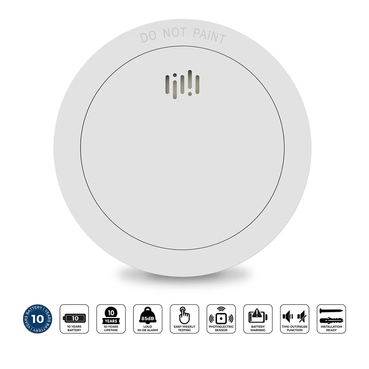 Alecto SD1030 Rauchmelder mit 10 Jahren Batterie- und Sensorlaufzeit, wei&szlig; 