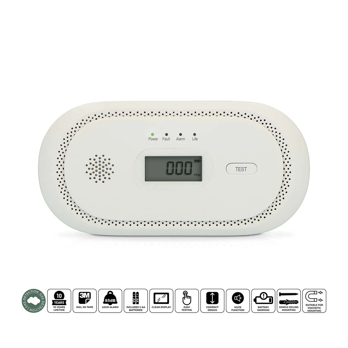 Alecto COA2650 Kohlenmonoxidalarm mit 10 Jahren Sensorlaufzeit und Display 