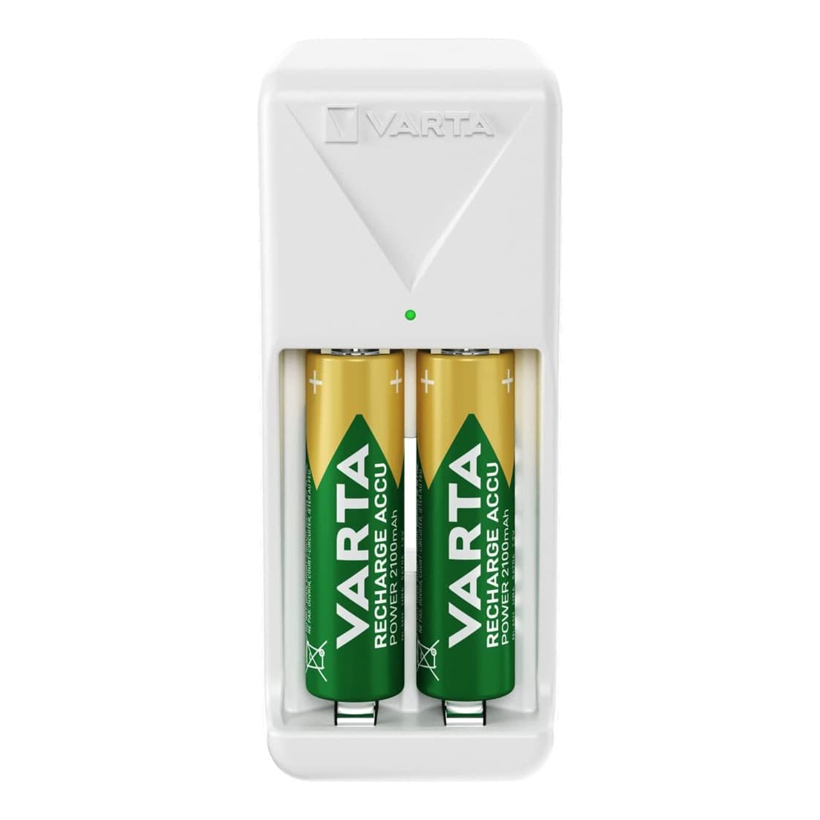VARTA Ladeger&auml;t Mini Charger 2x AA 56706 2100mAh (4,5 h Ladezeit, l&auml;dt 2 AA oder AAA Akkus, Ladeanzeige, 2x Recharge Accu Power AA 2100 mAh) 
