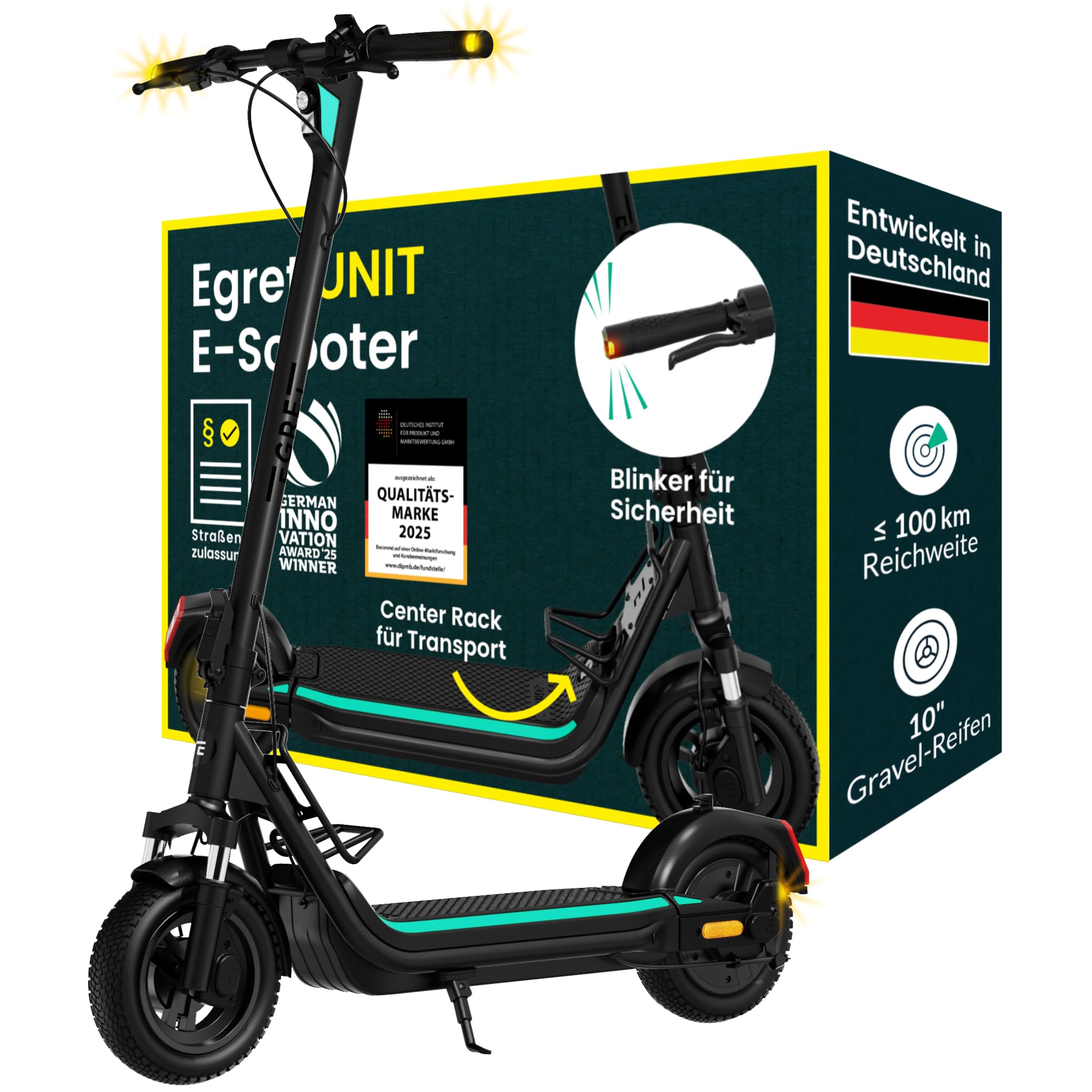 Egret Unit E-Scooter (Bis zu 100 km,130kg Tragf&auml;higkeit, 1890 Watt Spitzenleistung, ergonomischer Griff, Blinker) 