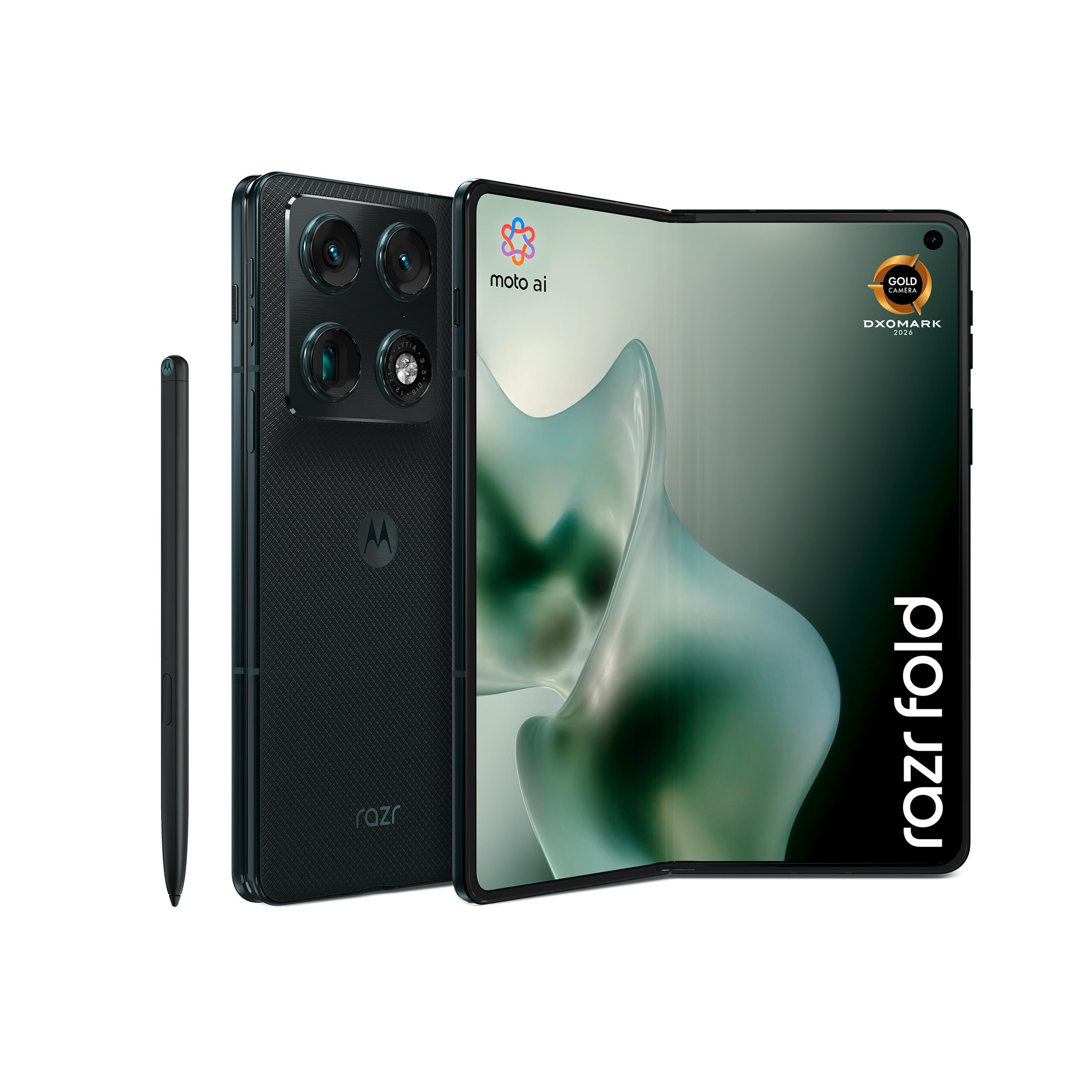 Motorola razr fold 16GB + 512GB PANTONE&reg; Blackened Blue Smartphone (8,09 Zoll, 50 MP, Triple-Kamera, 6.000-mAh, Octa-Core, Fingerabdrucksensor, Gesichtserkennung, faltbar, Blau) 