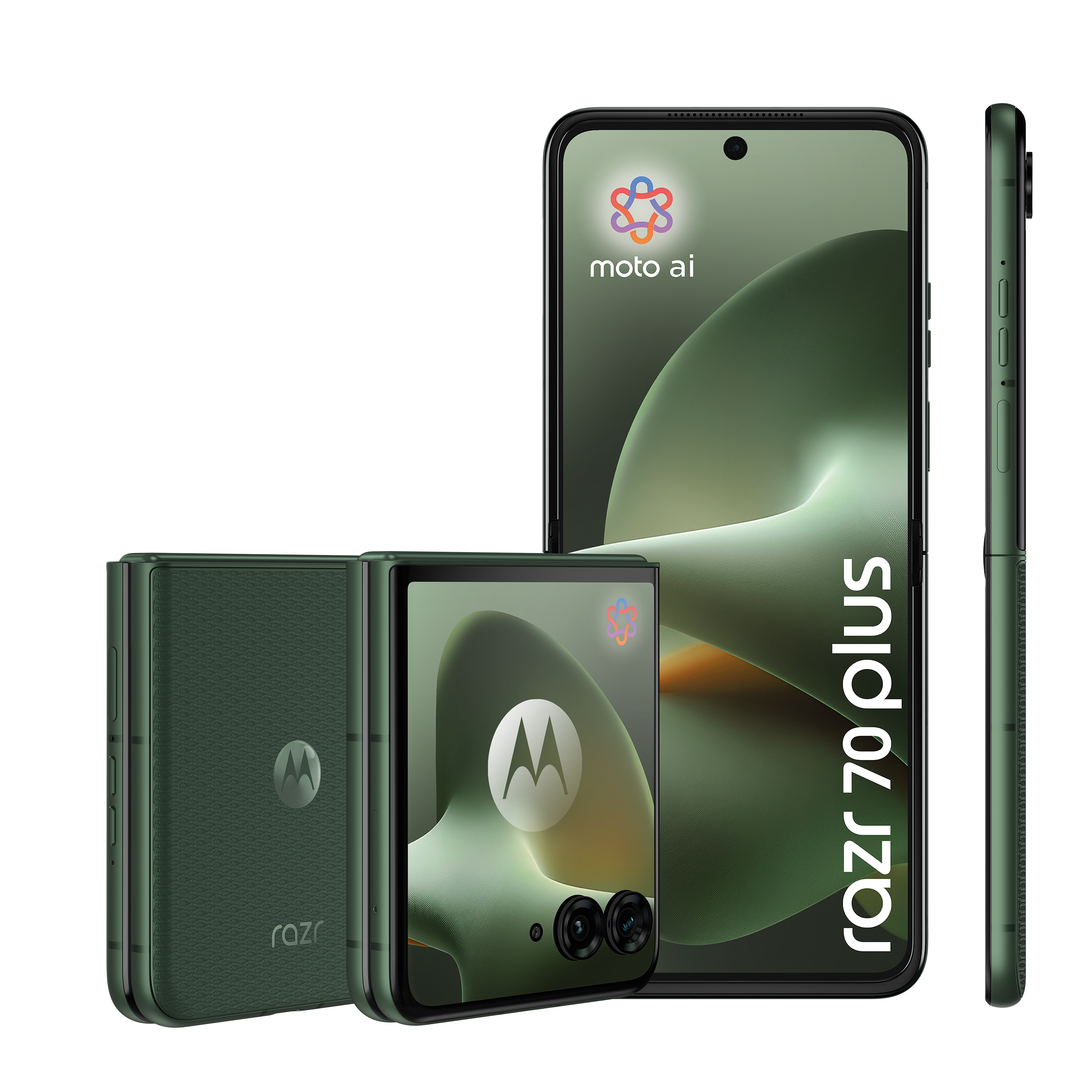 Motorola razr 70 Plus 8GB + 512GB PANTONE&reg; Mountain View Smartphone (6,9 Zoll, 50 MP, 4.500-mAh, Octa-Core, Fingerabdrucksensor, Gesichtserkennung, gr&uuml;n) 