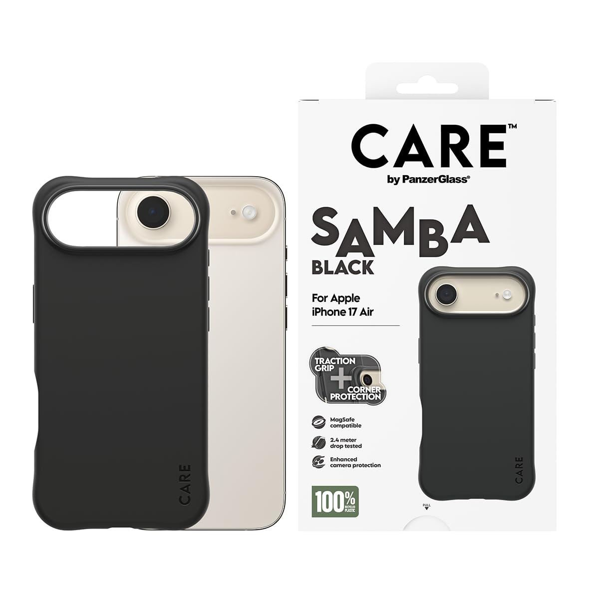 PanzerGlass CARE by PanzerGlass Fashionable Case Samba mit MagSafe f&uuml;r iPhone 17 Air, Schwarz (CR30935) 