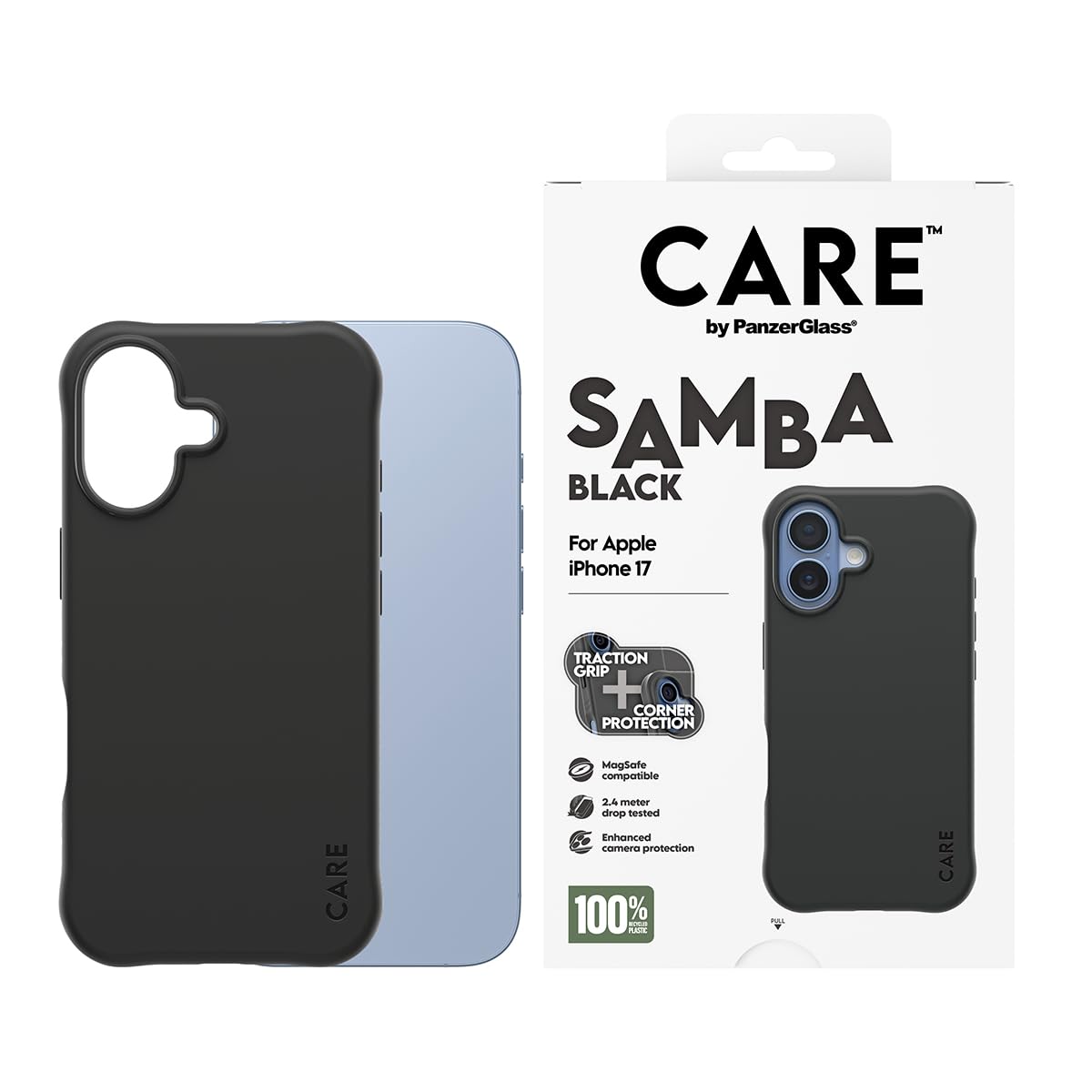PanzerGlass CARE by PanzerGlass Fashionable Case Samba mit MagSafe f&uuml;r iPhone 17, Schwarz (CR68453) 