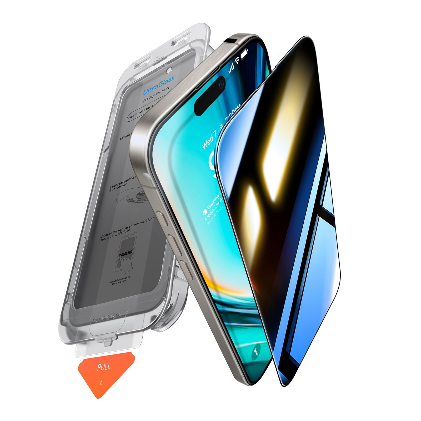Torras Install Master Privacy screen protector f&uuml;r iPhone 16 Pro Black Schutzglas 