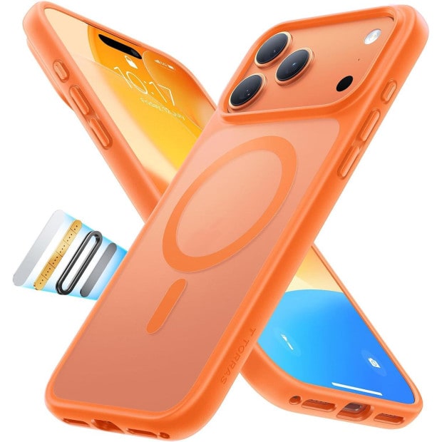 Torras Guardian Magneth&uuml;lle f&uuml;r iPhone 17 Pro, Orange Handyh&uuml;lle 