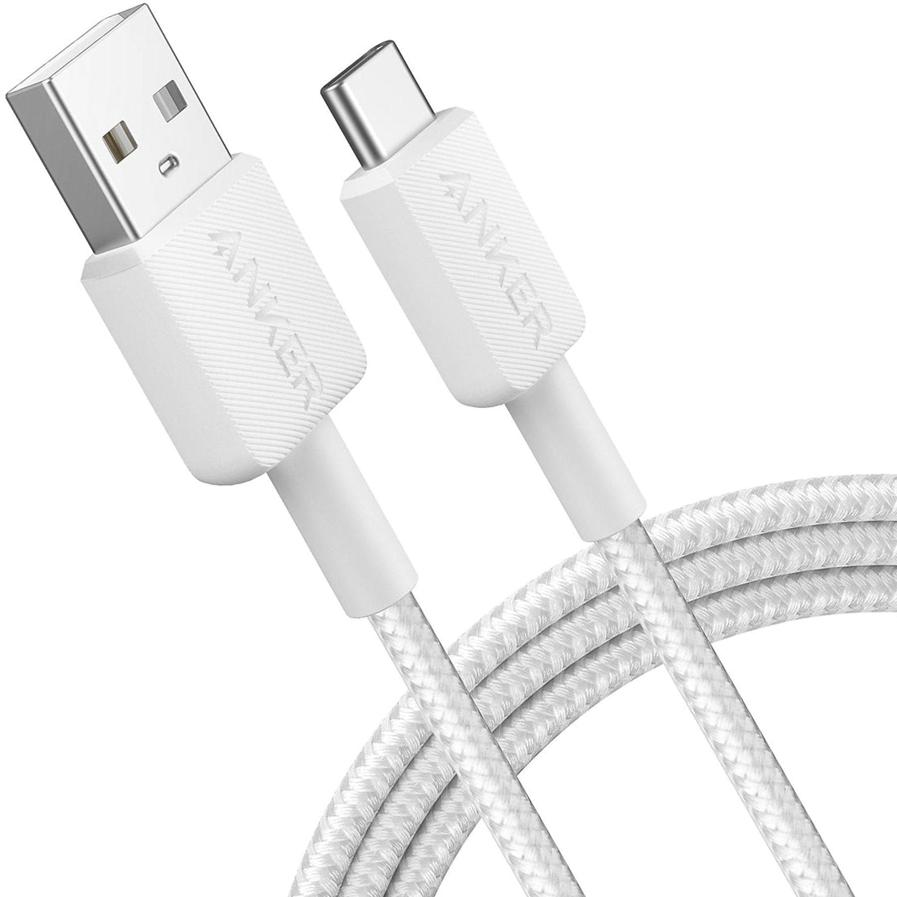 Anker 322 USB-A auf USB-C Kabel (180cm, Geflochten), Wei&szlig; 