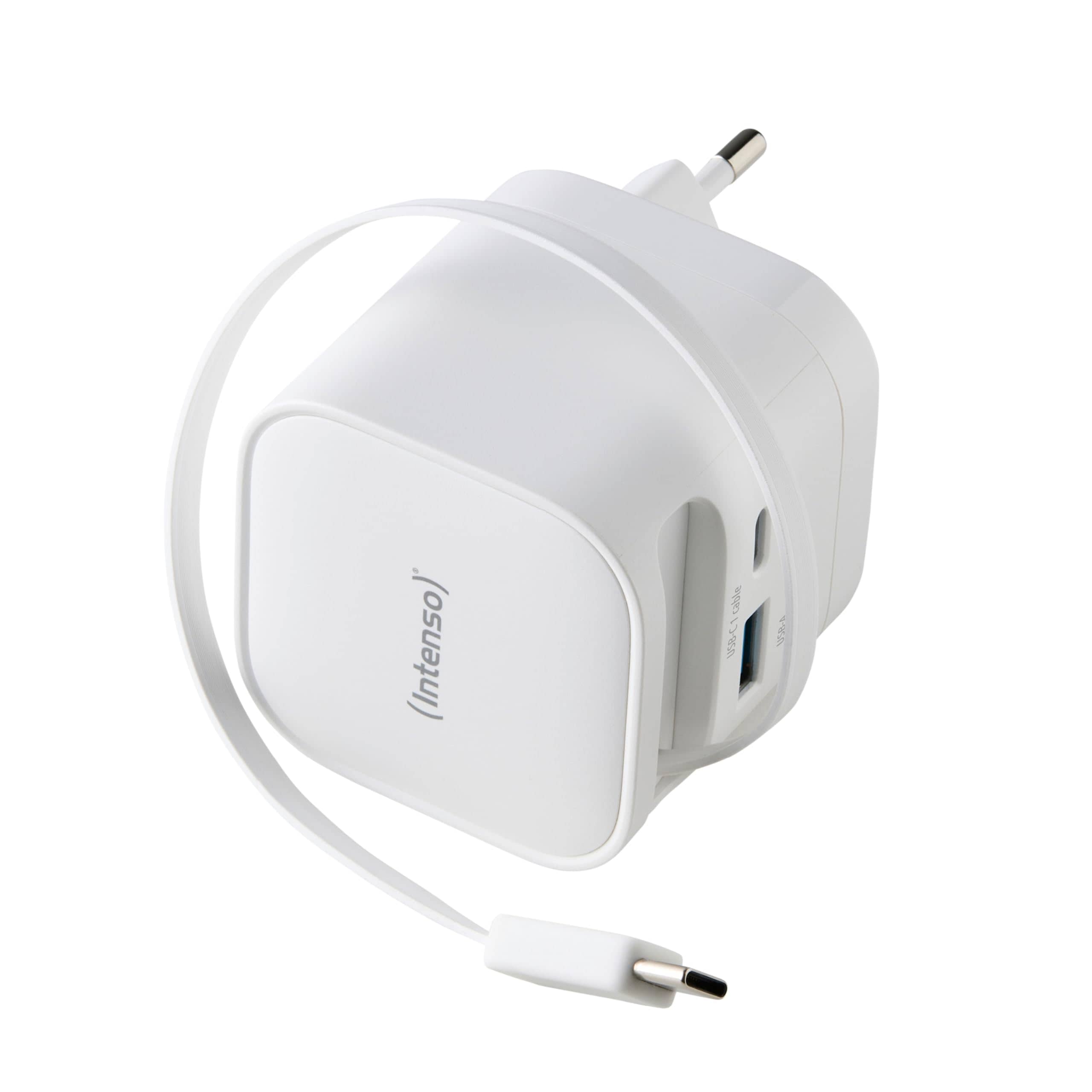 Intenso Power Adapter W65ACIC GaN Kompaktes Schnellladeger&auml;t mit 65 W Leistung, Wei&szlig; 