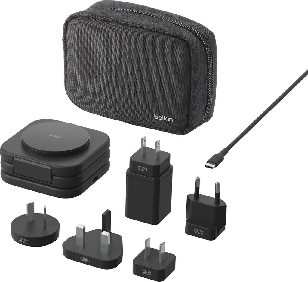 BELKIN BoostCharge Pro Magnetische kabellose 3-in-1-Reiseladestation mit Qi2 (15 W) (WIZ024HQBK) 