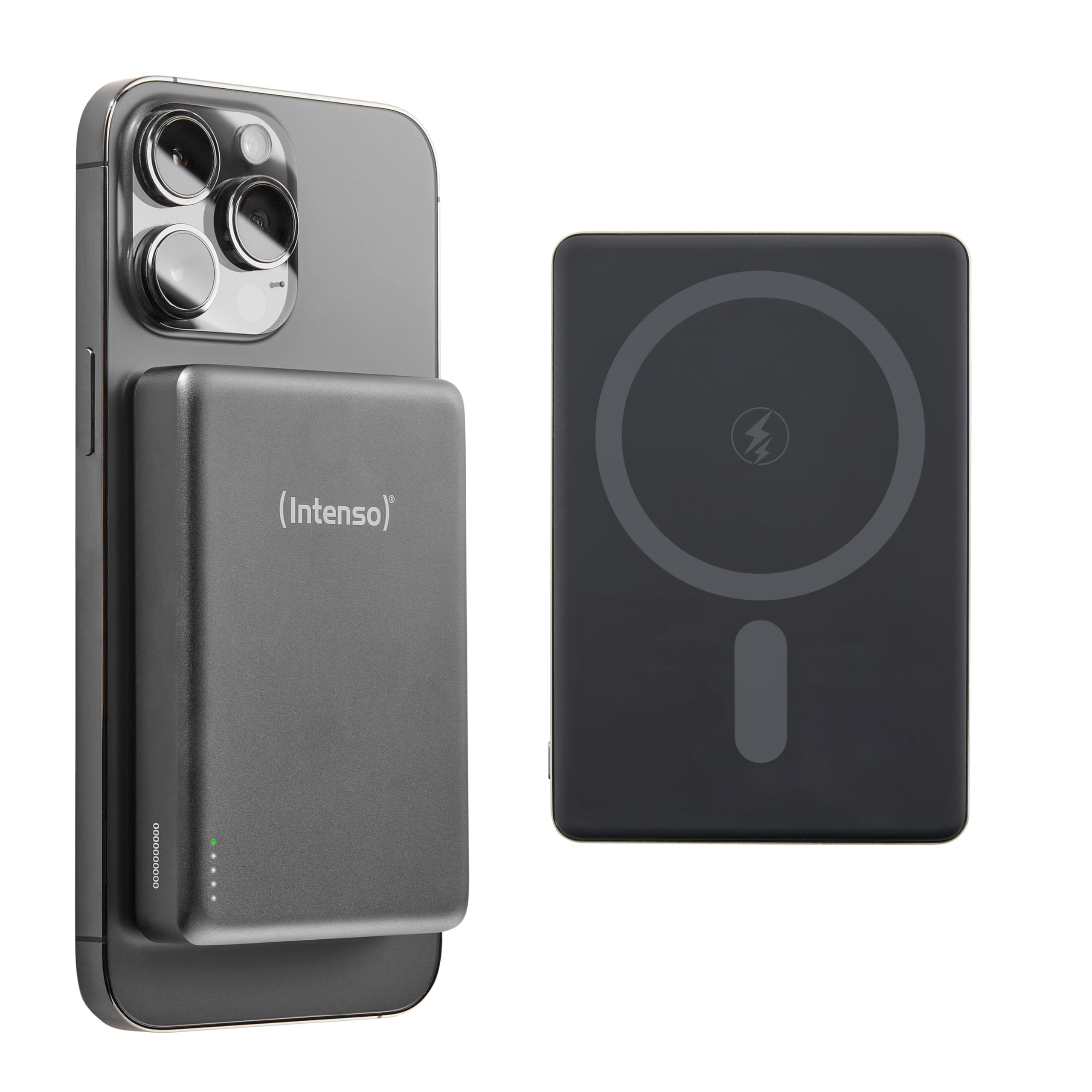 Intenso Intenso Magnetic Wireless Powerbank MW10000, 10000 mAh, Grau (MagSafe, Wireless Charging 15W, USB-C PD 20W, 7344034) 