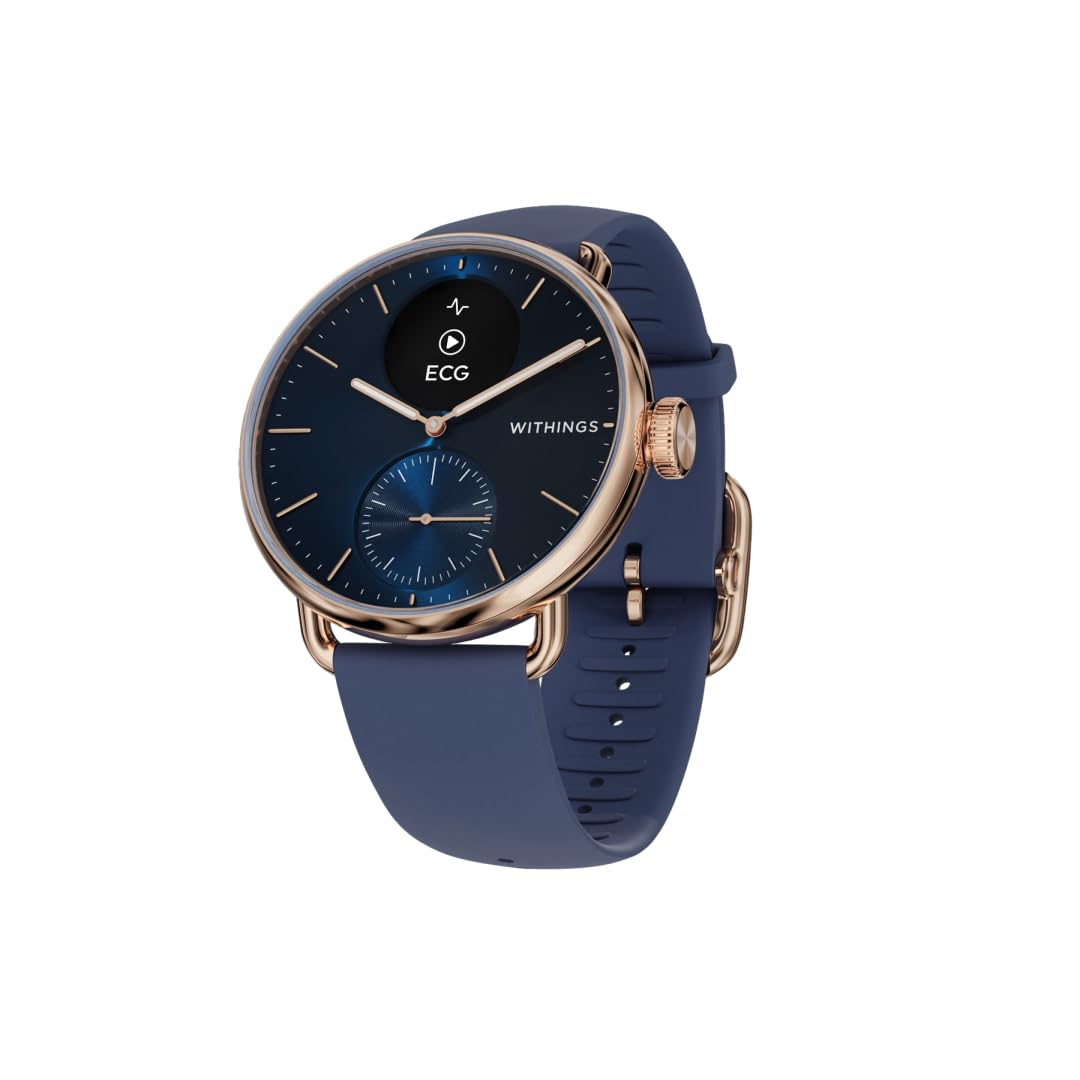 Withings ScanWatch 2 - 38 mm Blau &; Ros&eacute;gold Smartwatch (Herzfrequenzmessung) 