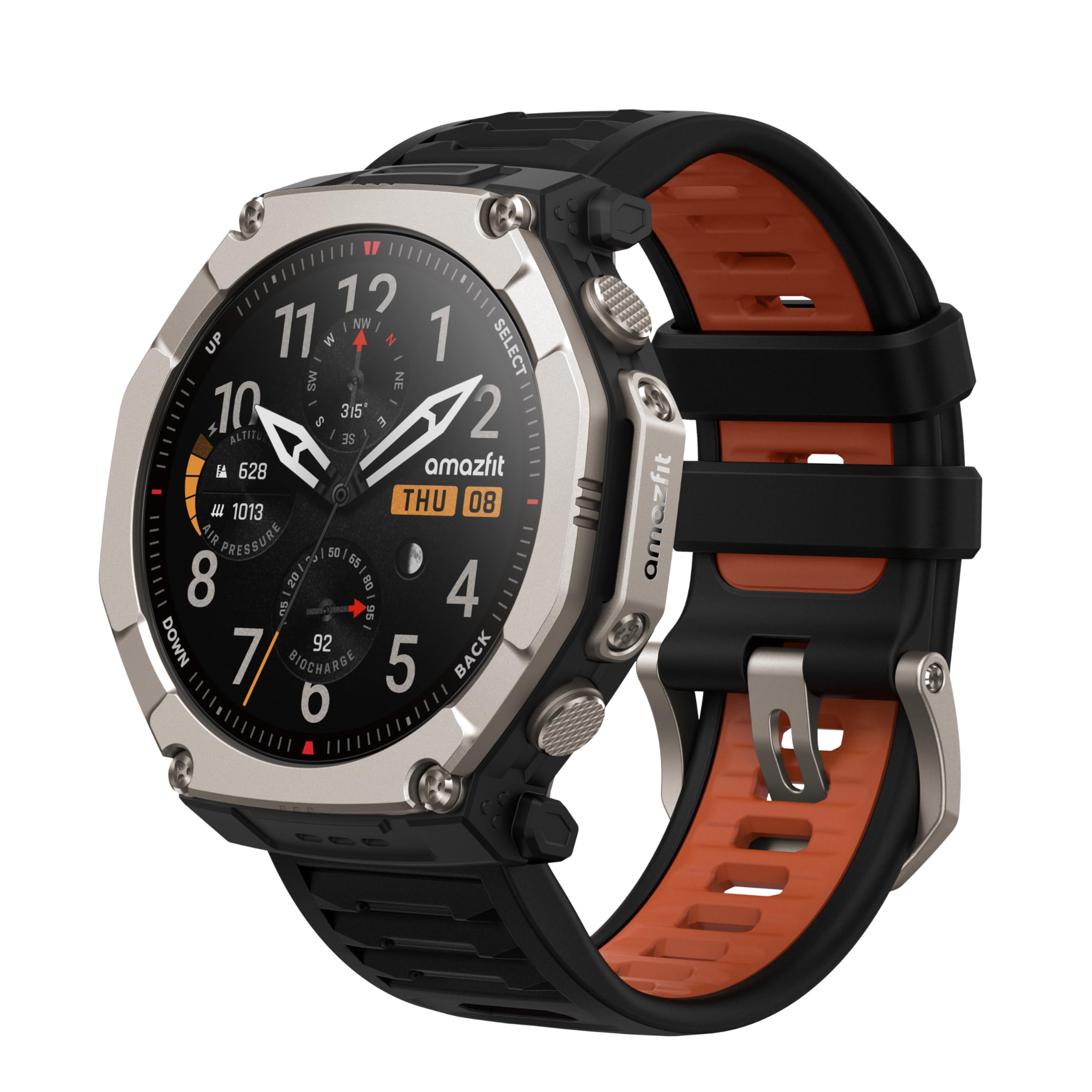 Amazfit T-Rex Ultra 2 Black Magma Smartwatch (Herzfrequenzmessung, Schrittz&auml;hler) 