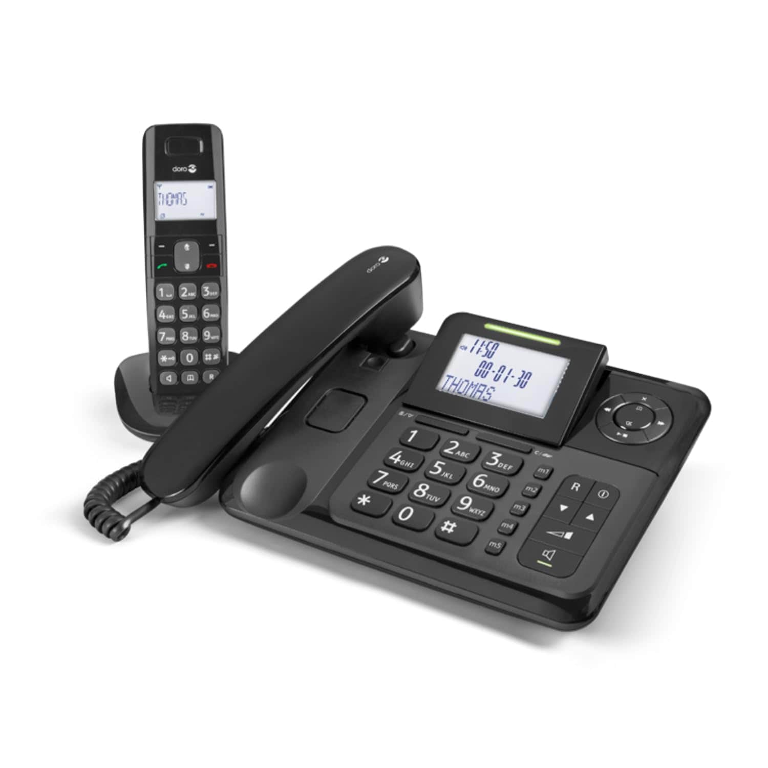 Doro Comfort 4005 Combo Schwarz Schnurgebundenes Telefon mit Mobilteil (Seniorentelefon, Gro&szlig;e Tasten, 1 Mobilteil) 