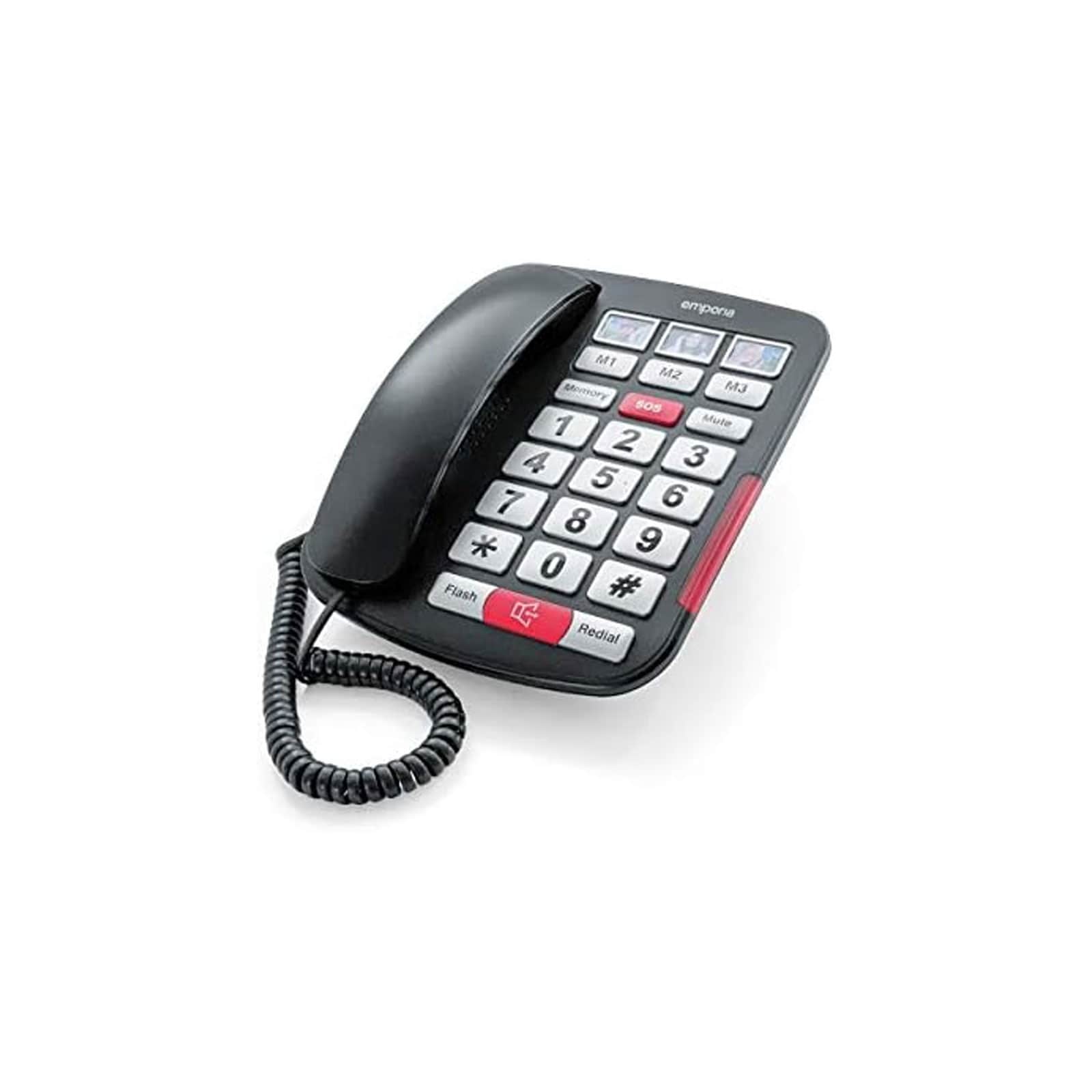 Emporia AMPLi40 Schwarz Schnurgebundenes Telefon (Seniorentelefon, Gro&szlig;e Tasten) 