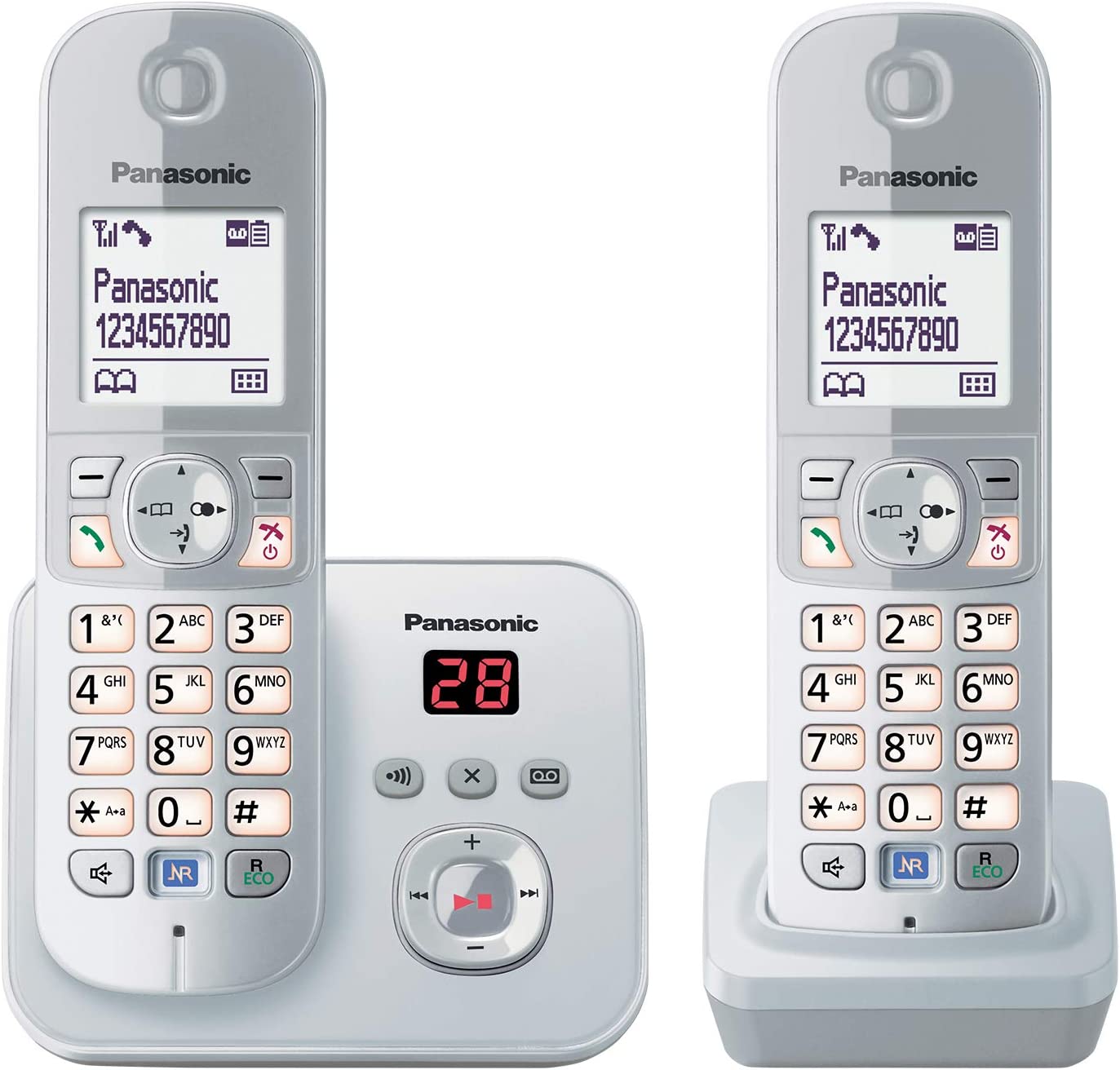 Panasonic KX-TG 6822 GS Duo perlsilber Schnurloses Telefon 