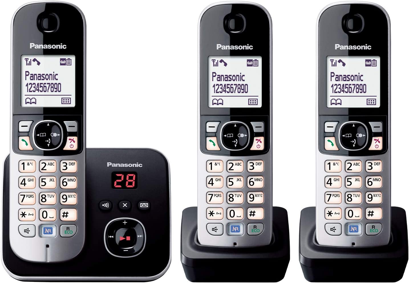 Panasonic KX-TG 6823 GB Trio schwarz Schnurloses Telefon 