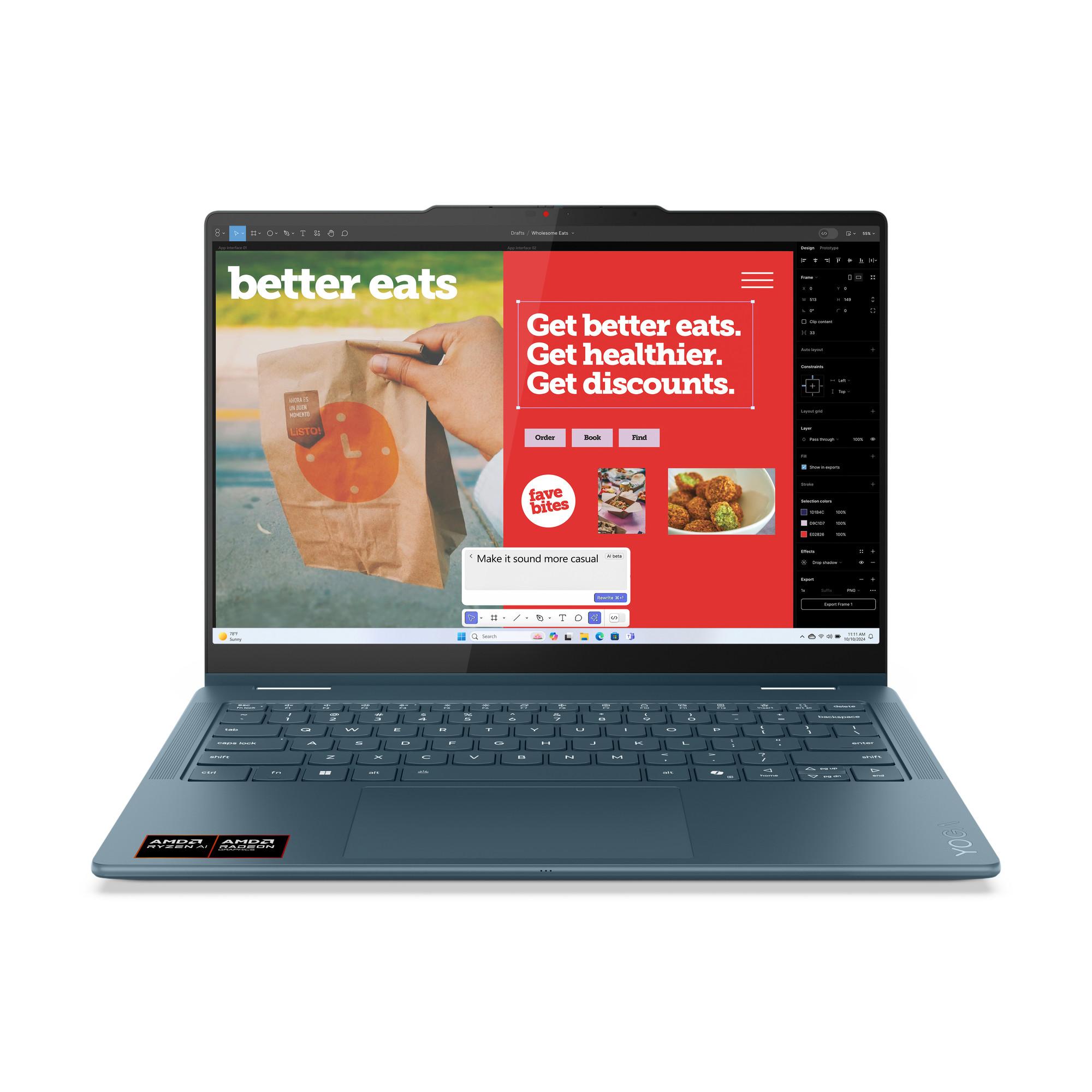 Lenovo Yoga 7 2-in-1 14AKP10, 14 Zoll, Touch, WUXGA, OLED, AMD Ryzen AI 5 340, 16GB, 512GB SSD, Radeon 840M (Tidal Teal, Copilot+ PC, 60 Hz, 600 nits (peak), DisplayHDR True Black 500) 