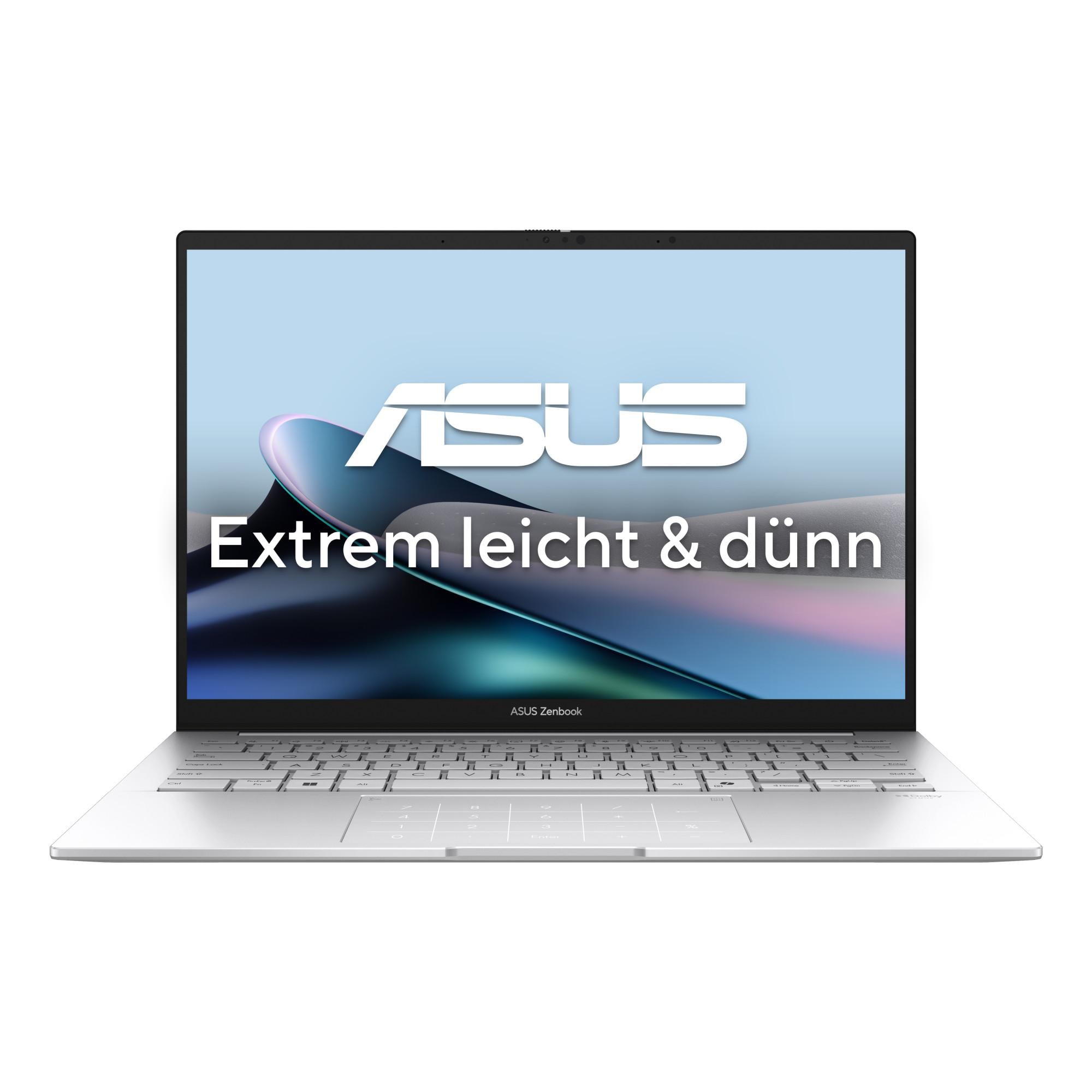 ASUS Zenbook 14 OLED 14 Zoll, Touch, WUXGA, Intel Core Ultra 9 285H, 32 GB, 1 TB SSD, Intel Arc 140T (UX3405CA-QL1307W, Foggy Silver, 60 Hz, 0,2 ms, DisplayHDR True Black 500) 