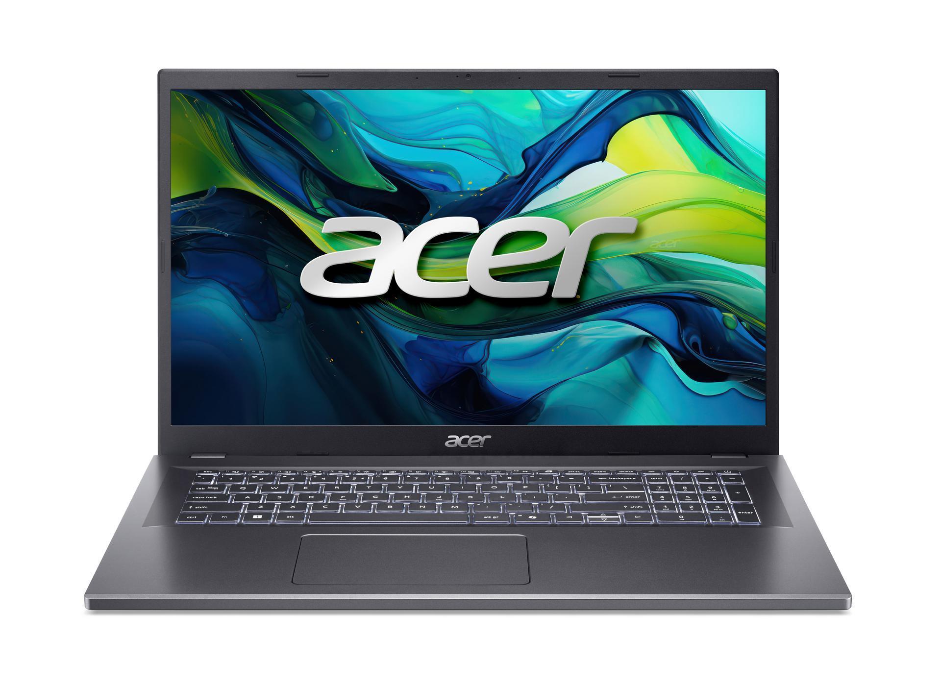 ACER Aspire 17 (A17-51M-56SG), 17,3 Zoll, Full HD, IPS, Intel Core 5 120U, 16GB, 512GB SSD, Ohne Netzteil (Steel Gray) 