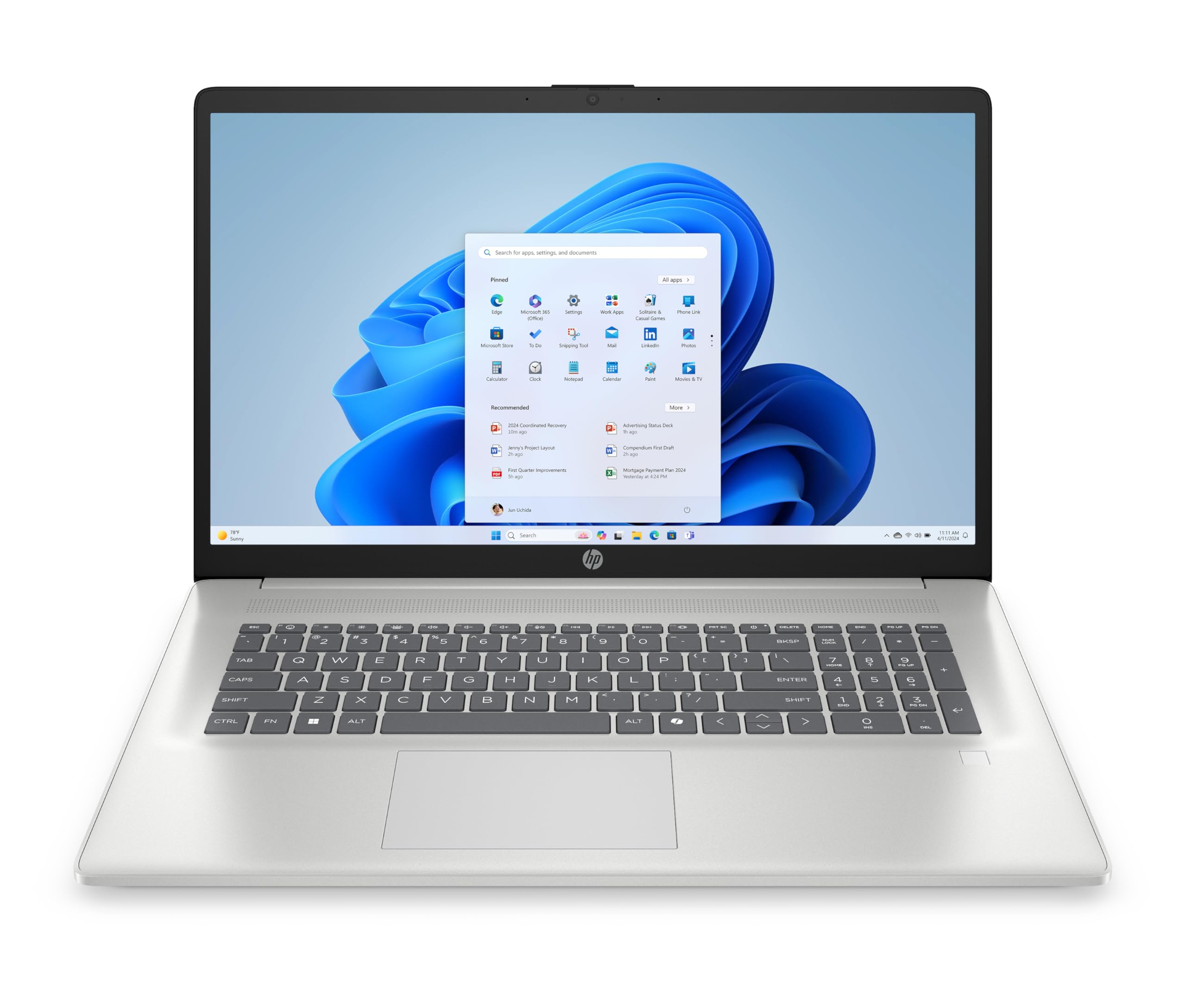 HP 17-cp2653ng, Natursilber, 17,3 Zoll, Full HD, IPS, AMD Ryzen 5 7520U, 16 GB, 512 GB, AMD Radeon Notebook (C35PTEA) 