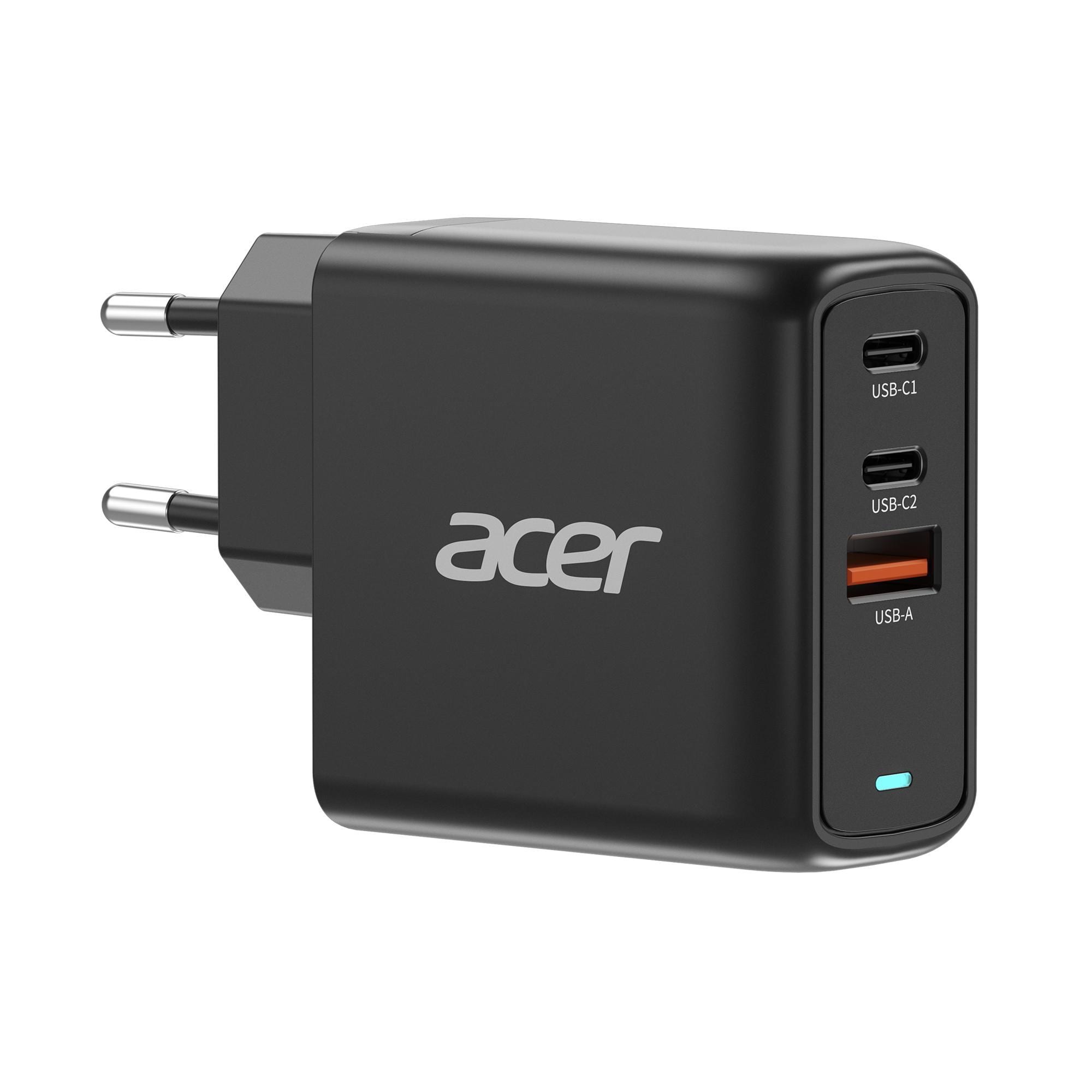 ACER 67W GaN Charger mit 3 Anschl&uuml;ssen und einem 2m langen 100W USB-C Ladekabel 