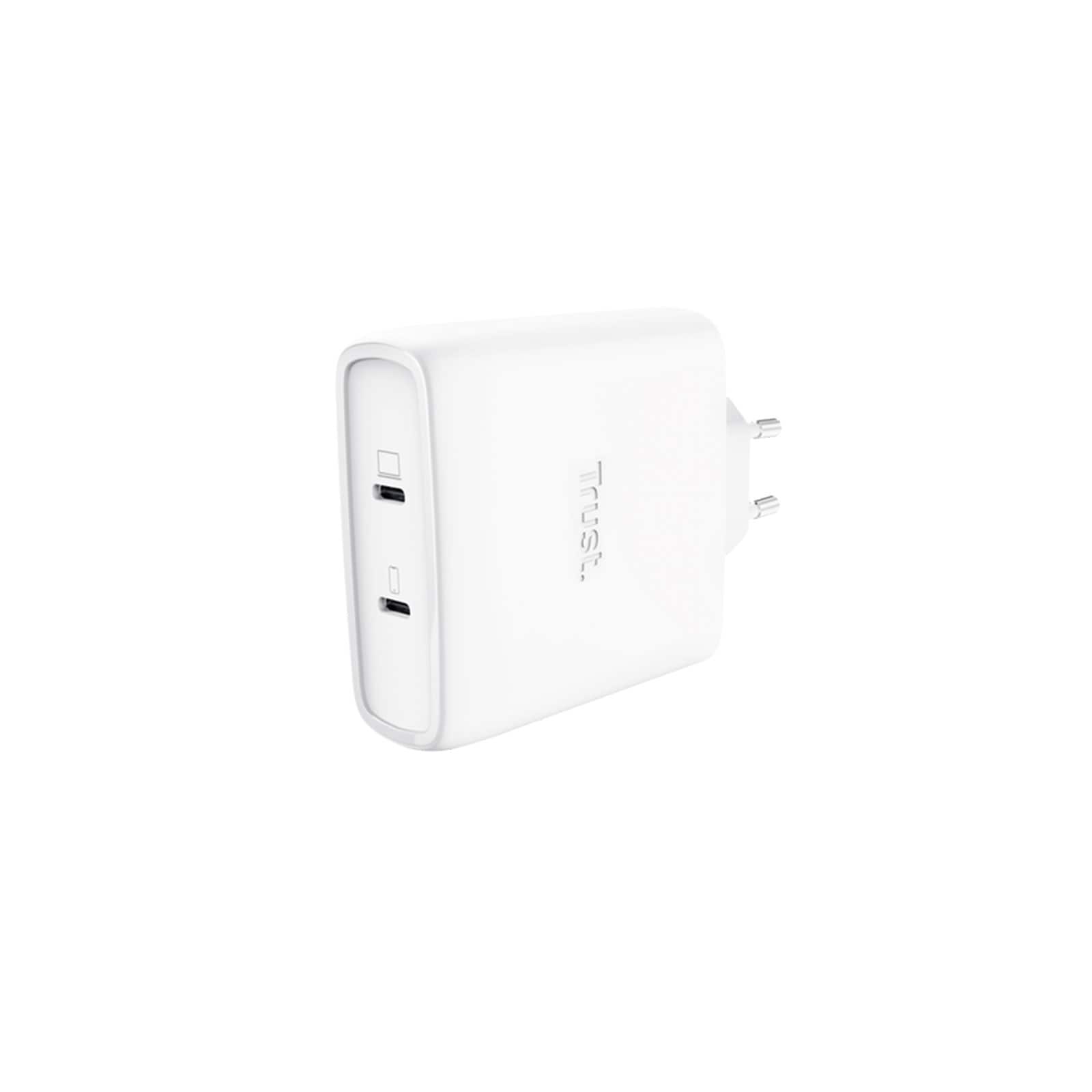 Trust Maxo USB-C-GaN-Ladeger&auml;t 100 W mit 2 USB-C-Anschl&uuml;ssen, Wei&szlig; (25528) 