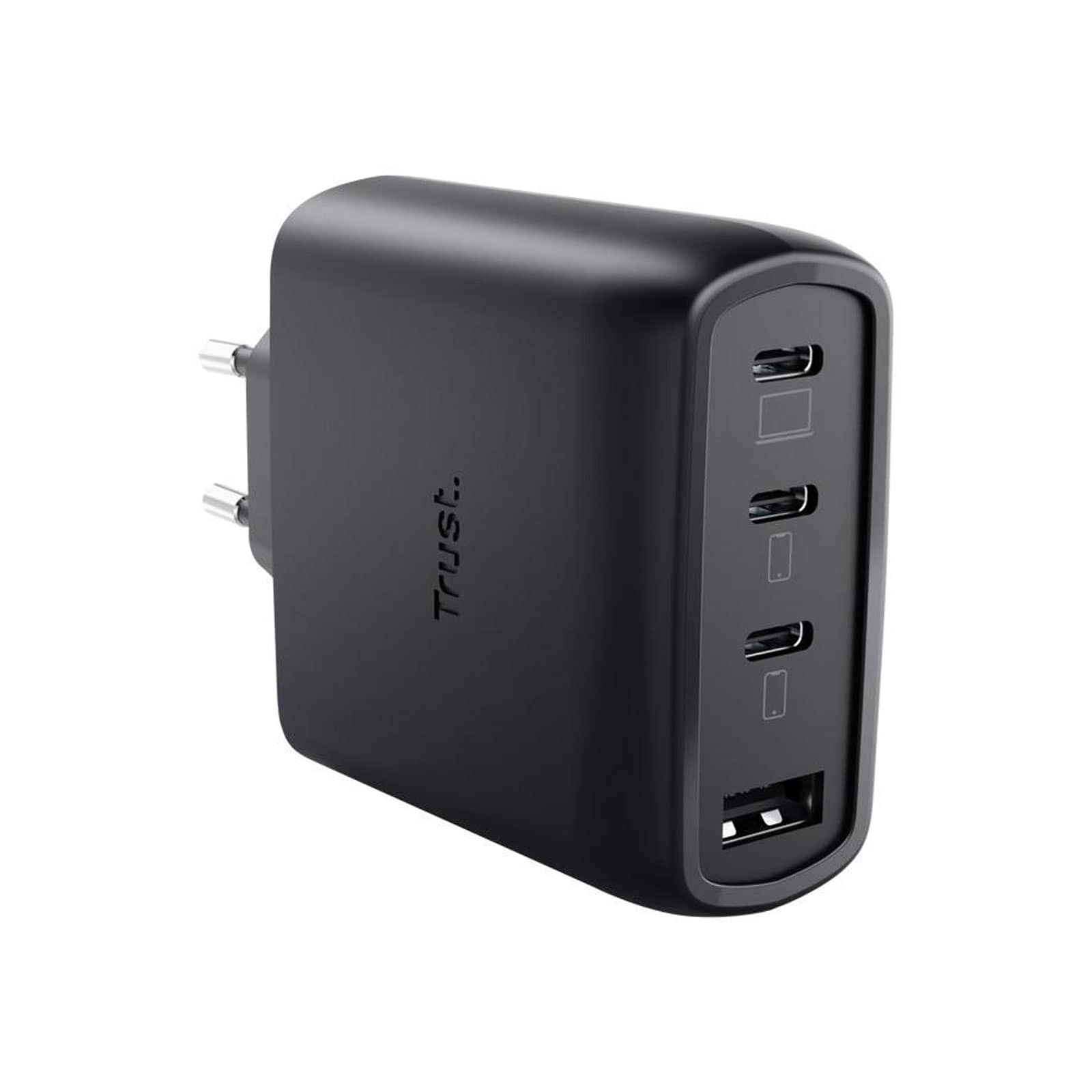 Trust Maxo GaN-USB-Tischladeger&auml;t mit 65 W und 4 Anschl&uuml;ssen, Schwarz (26067, USB-C, USB-A) 