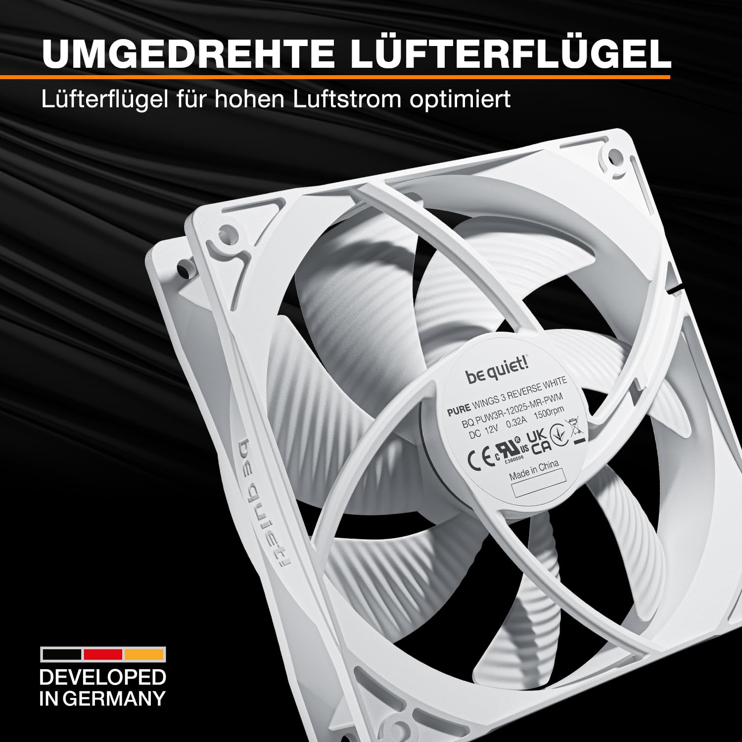 Be quiet! CPU-K&uuml;hler L&uuml;fter 120mm Pure Wings 3 White PWM Reverse 3er 
