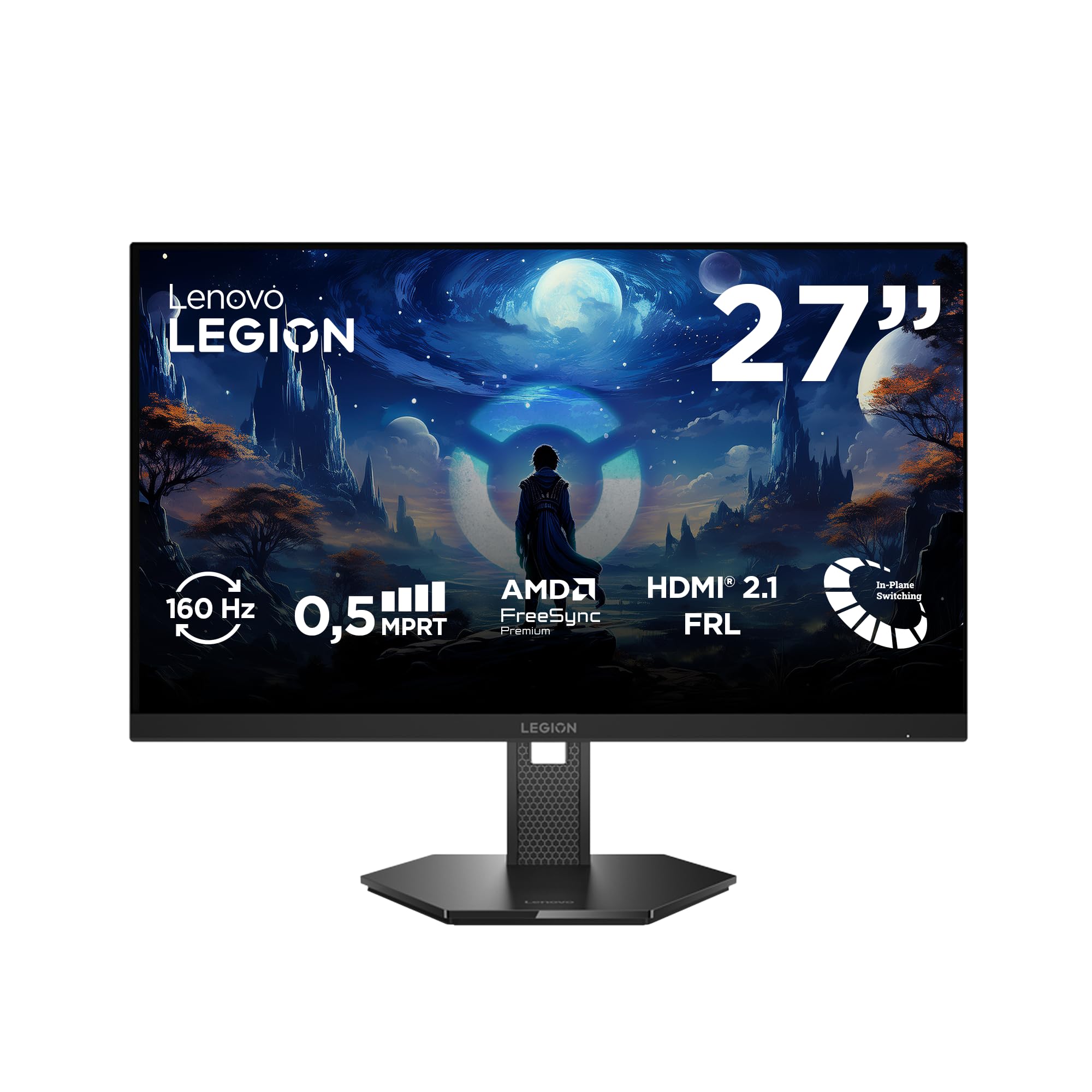 Lenovo Monitor Legion 27U-10, Raven Black, 27 Zoll, 4K UHD, 320 Hz, 0,5 ms (IPS, HDR10, 2 x HDMI 2.1, 1 x DisplayPort 1.4, h&ouml;henverstellbar, AMD FreeSync Premium, NVIDIA G-SYNC) 