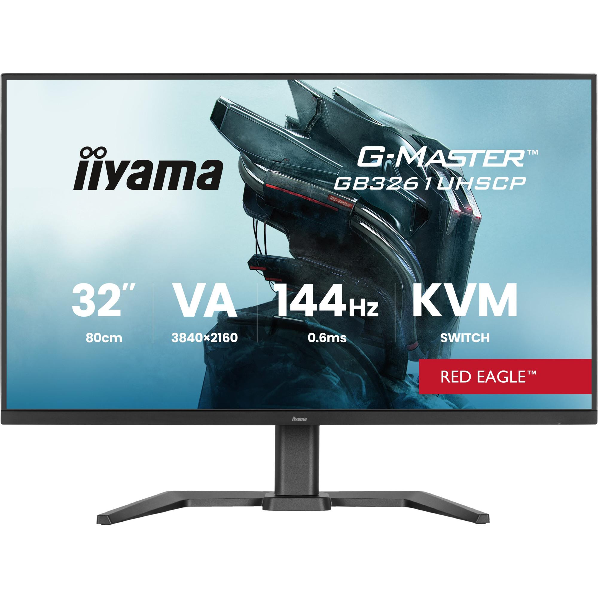 iiyama G-Master Red Eagle GB3261UHSCP-B1, Schwarz, 32 Zoll, 4K, VA, 144 Hz, 0,6 ms Gaming-Monitor (VA, HDR10, HDMI x2, DisplayPort, H&ouml;henverstellbar, AMD FreeSync Premium) 