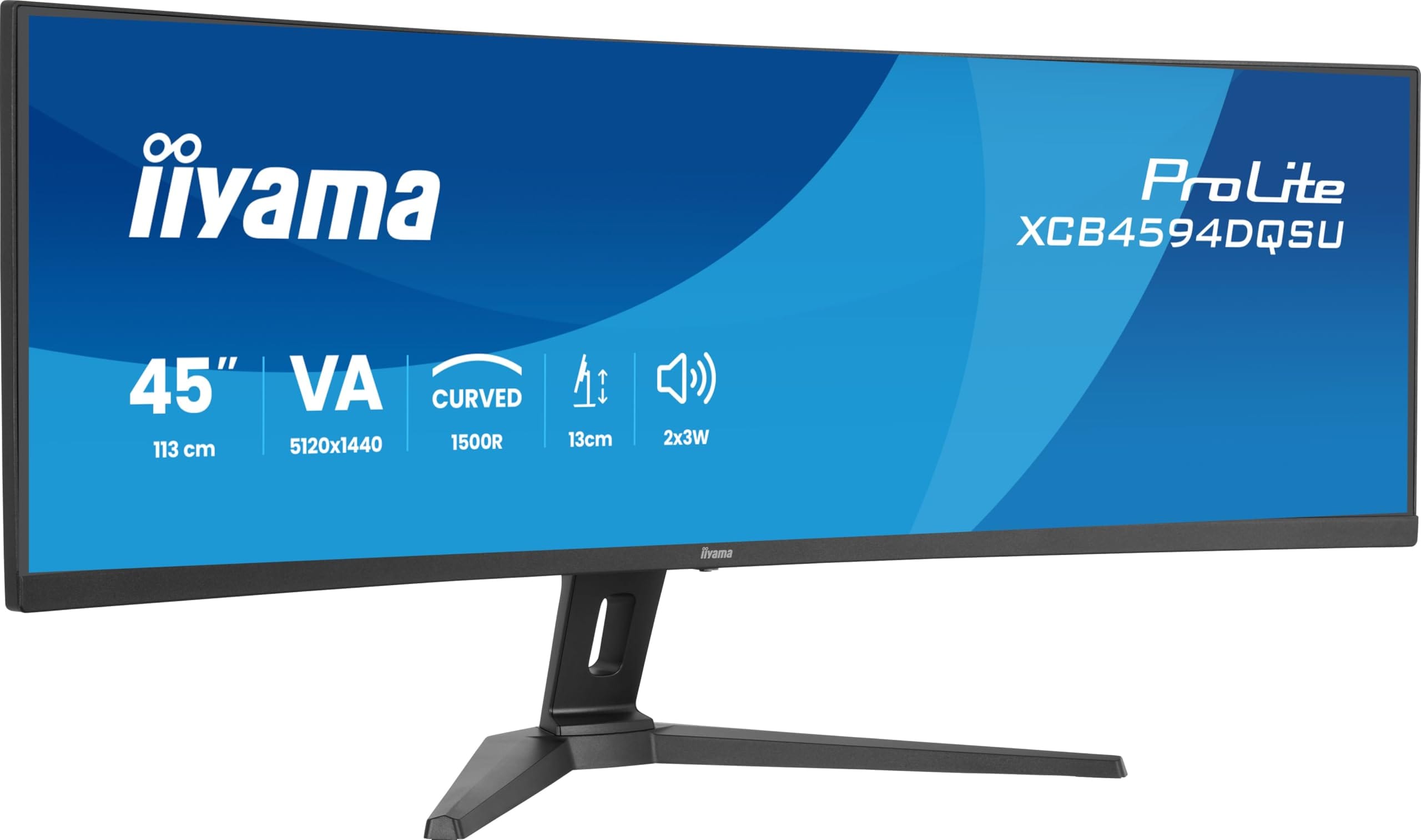 iiyama ProLite XCB4594DQSU-B1, matt schwarz, 44,5 Zoll, Curved, Dual-QHD, 75 Hz, 2 ms Monitor (HDR, HDMI, DisplayPort, h&ouml;henverstellbar, Adaptive Sync) 
