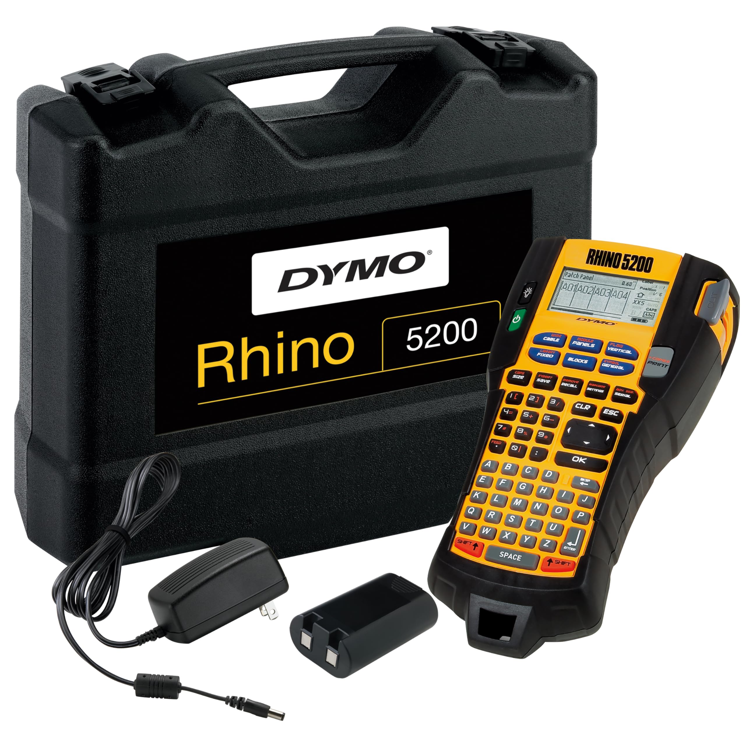Dymo Rhino 5200 im stabilen Hartschalenkof. ABC UK/HK Etikettendrucker 