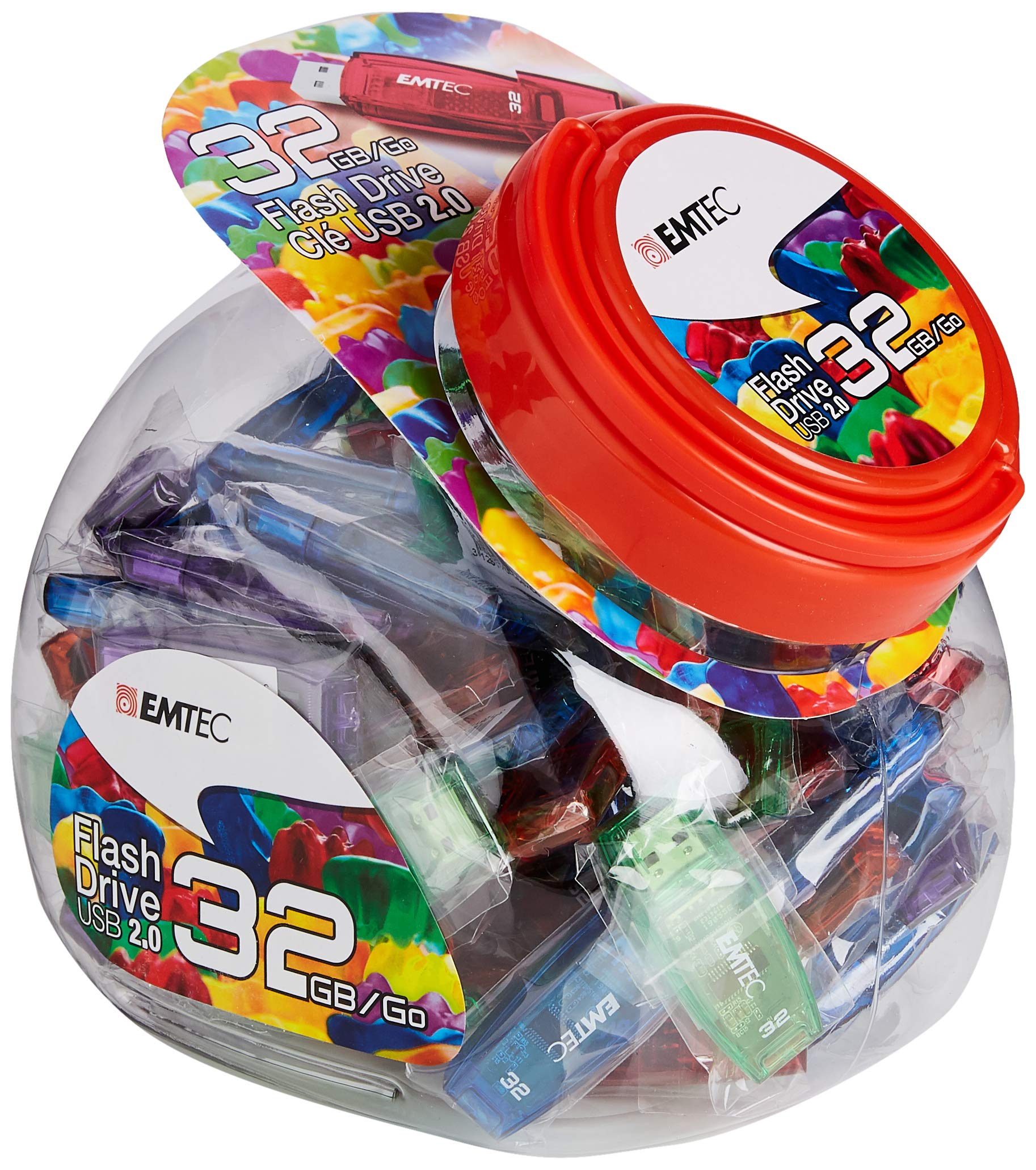 EMTEC C410 Color Mix - Bonbonglas 2.0, 80 USB-Sticks (ECMMD32GC410JAR80) 