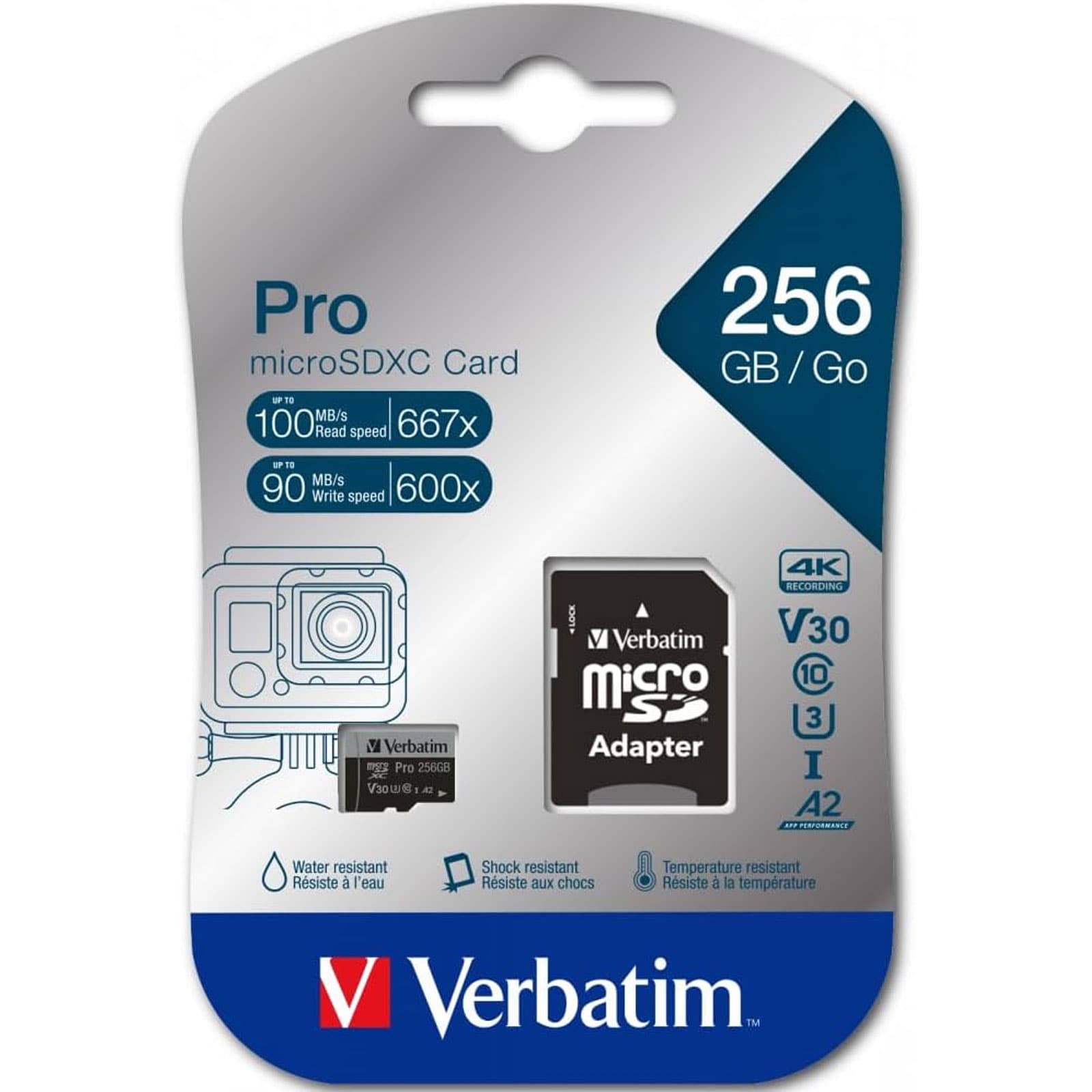 Verbatim Pro U3 256GB Micro SDXC Karte, mit Adapter 