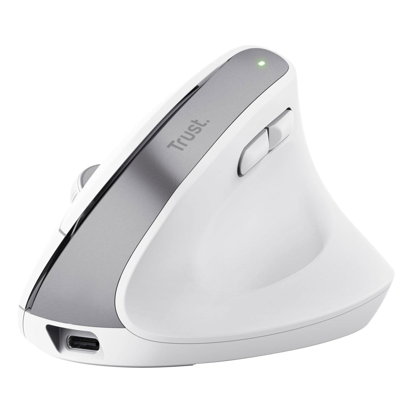 Trust Bayo+ Ergonomische kabellose Maus f&uuml;r mehrere Ger&auml;te, Wei&szlig; (25399) 