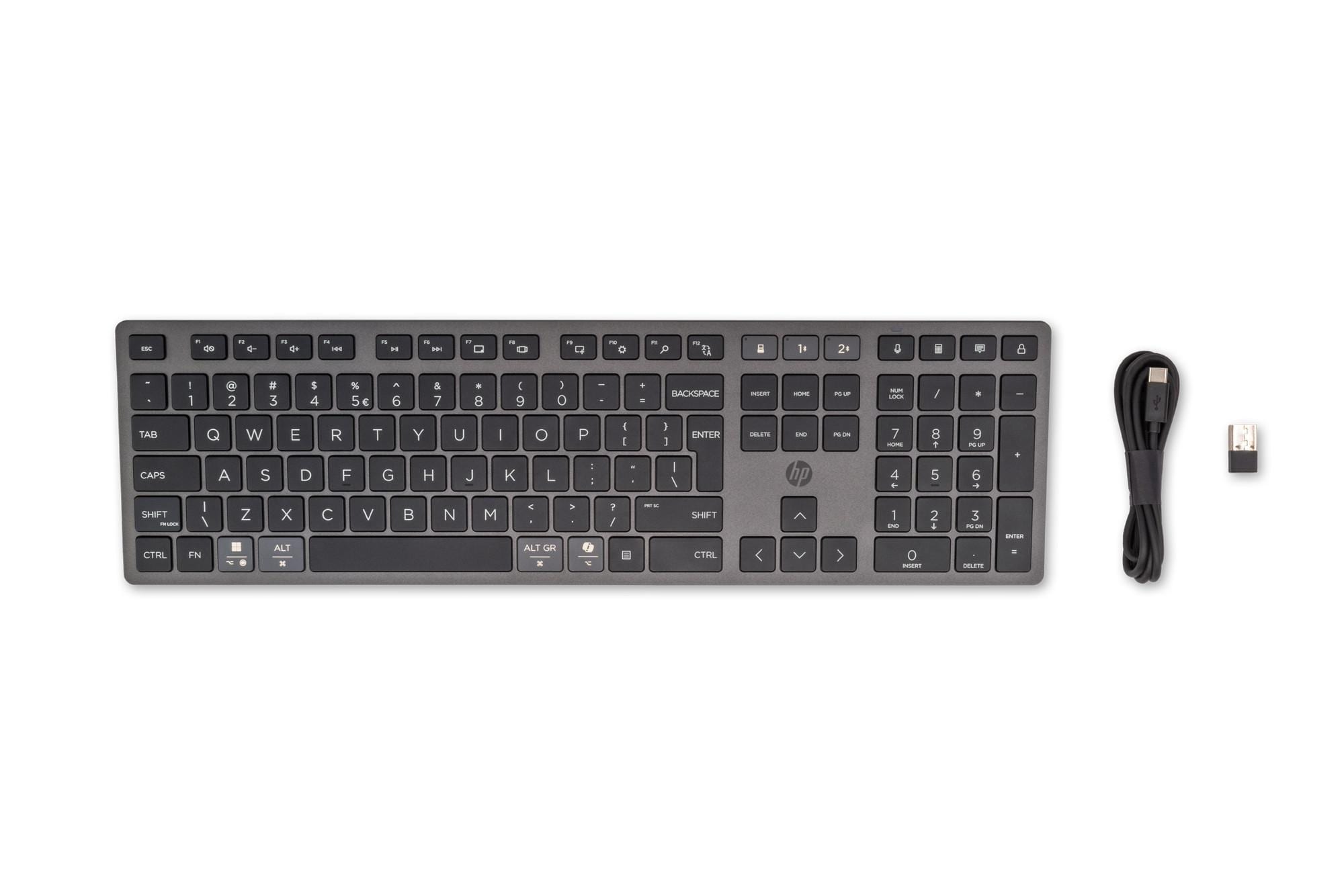 HP 720 Kabellose Tastatur f&uuml;r mehrere Ger&auml;te (9T5B1AA, Funk, Bluetooth, USB Type-A-Anschluss) 