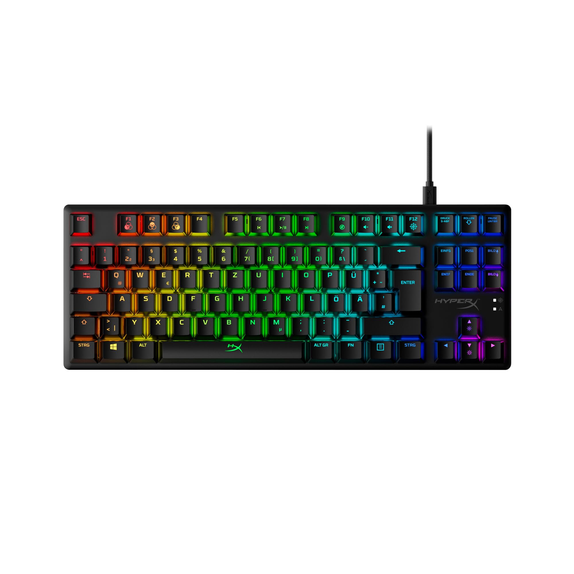 HyperX Alloy Origins Core - HX Red (DE-Layout) Gaming-Tastatur (4P5P3AD, Gaming, USB-C-Kabel, mechanisch, kompatibel mit PC, PS5, PS4, Xbox Series X|S und Xbox One) 