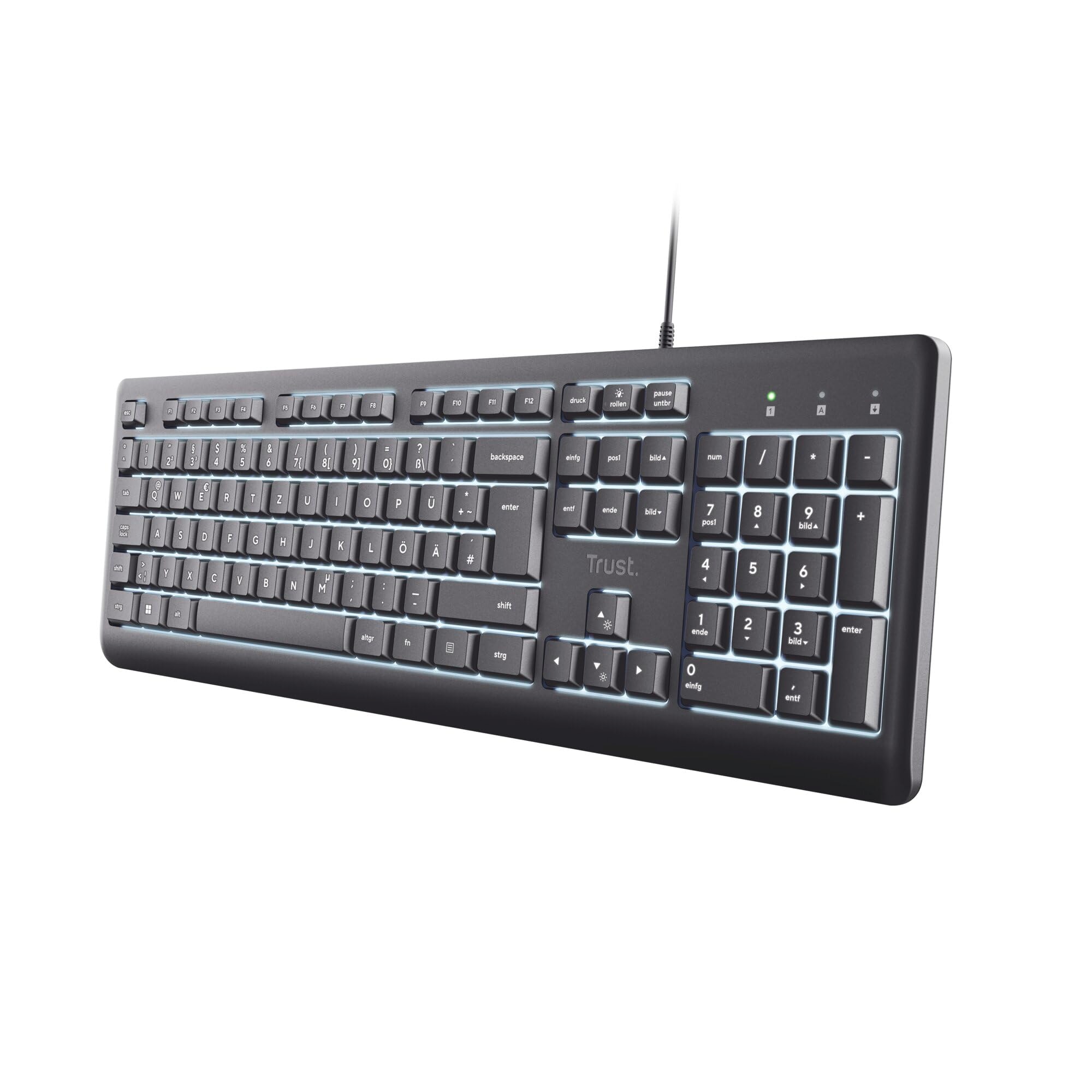 Trust Primo Beleuchtete Tastatur, Schwarz (25822, US-Layout) 