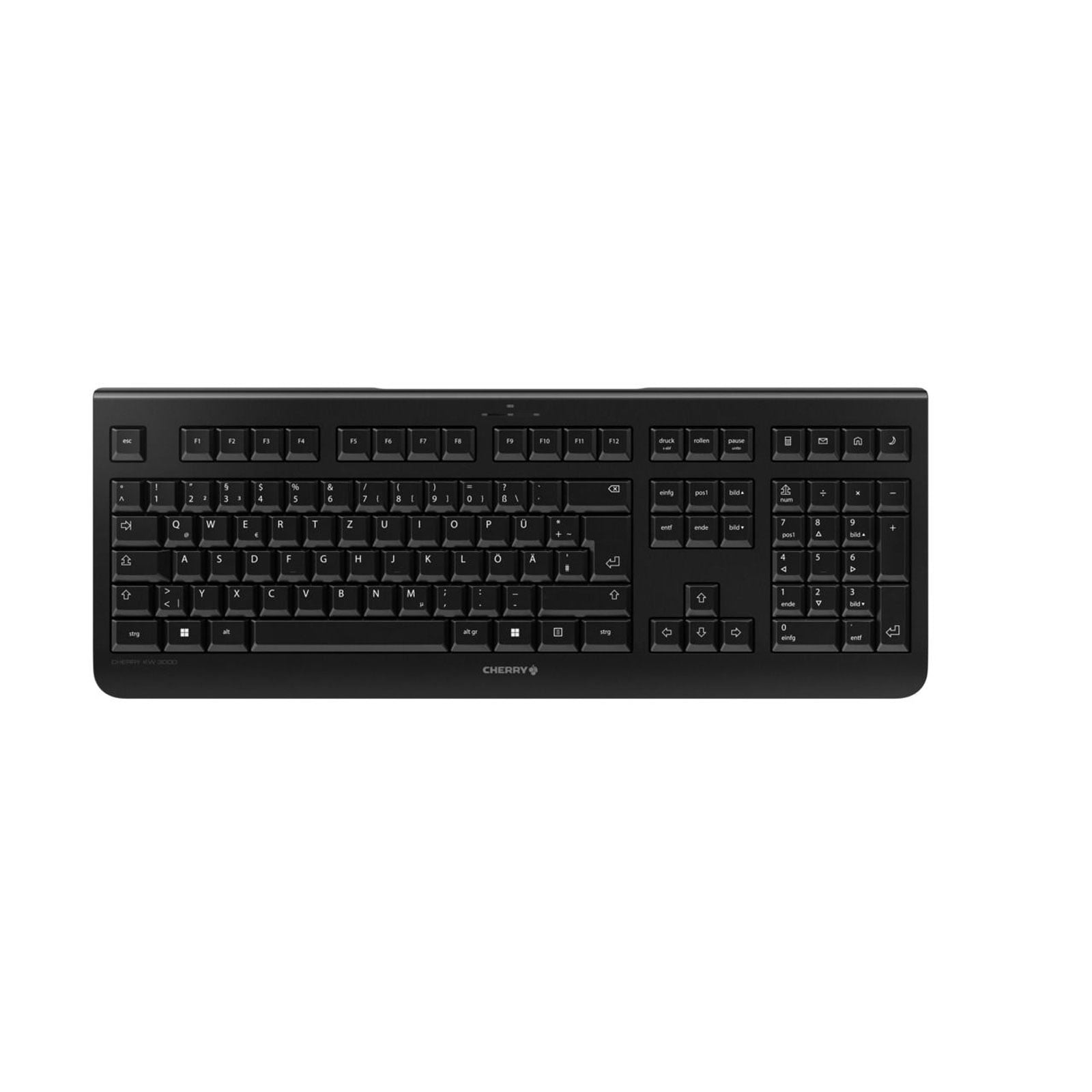 CHERRY KW 3000 Tastatur, Schwarz (Funk, DE-Layout, Rubberdome, ger&auml;uscharm) 