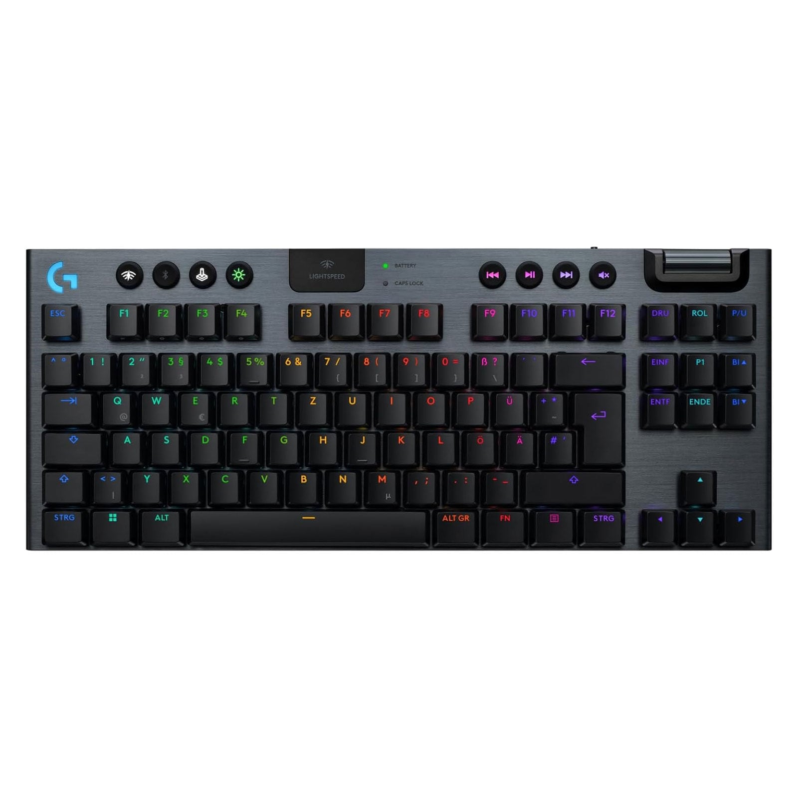 Logitech G G915 X LIGHTSPEED TKL flache kabellose Gaming-Tastatur mit Double-Shot-PBT-Tastenkappen 