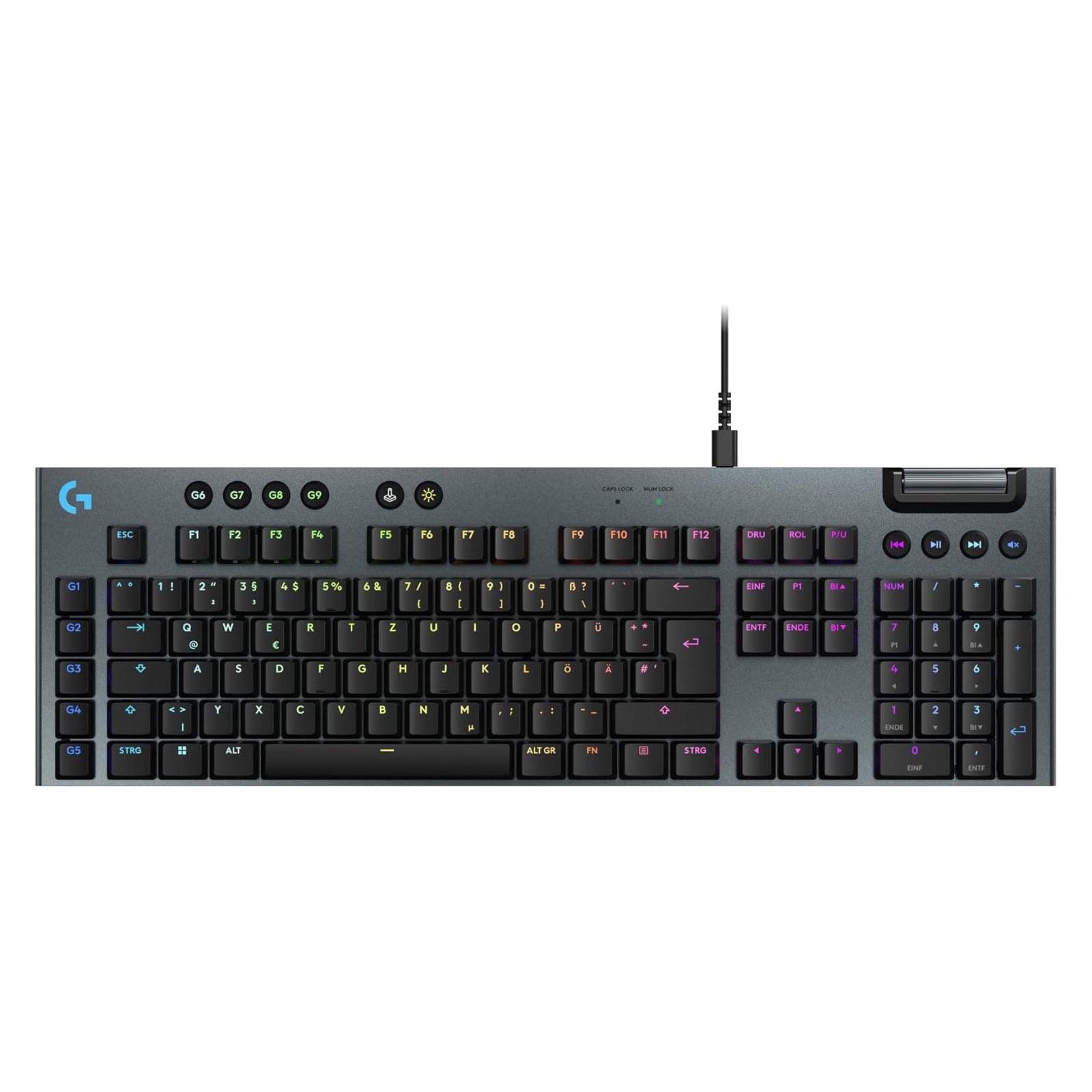 Logitech G G915 X, flache kabelgebundene, mechanische Gaming-Tastatur mit Double-Shot-PBT-Tastenkappen 