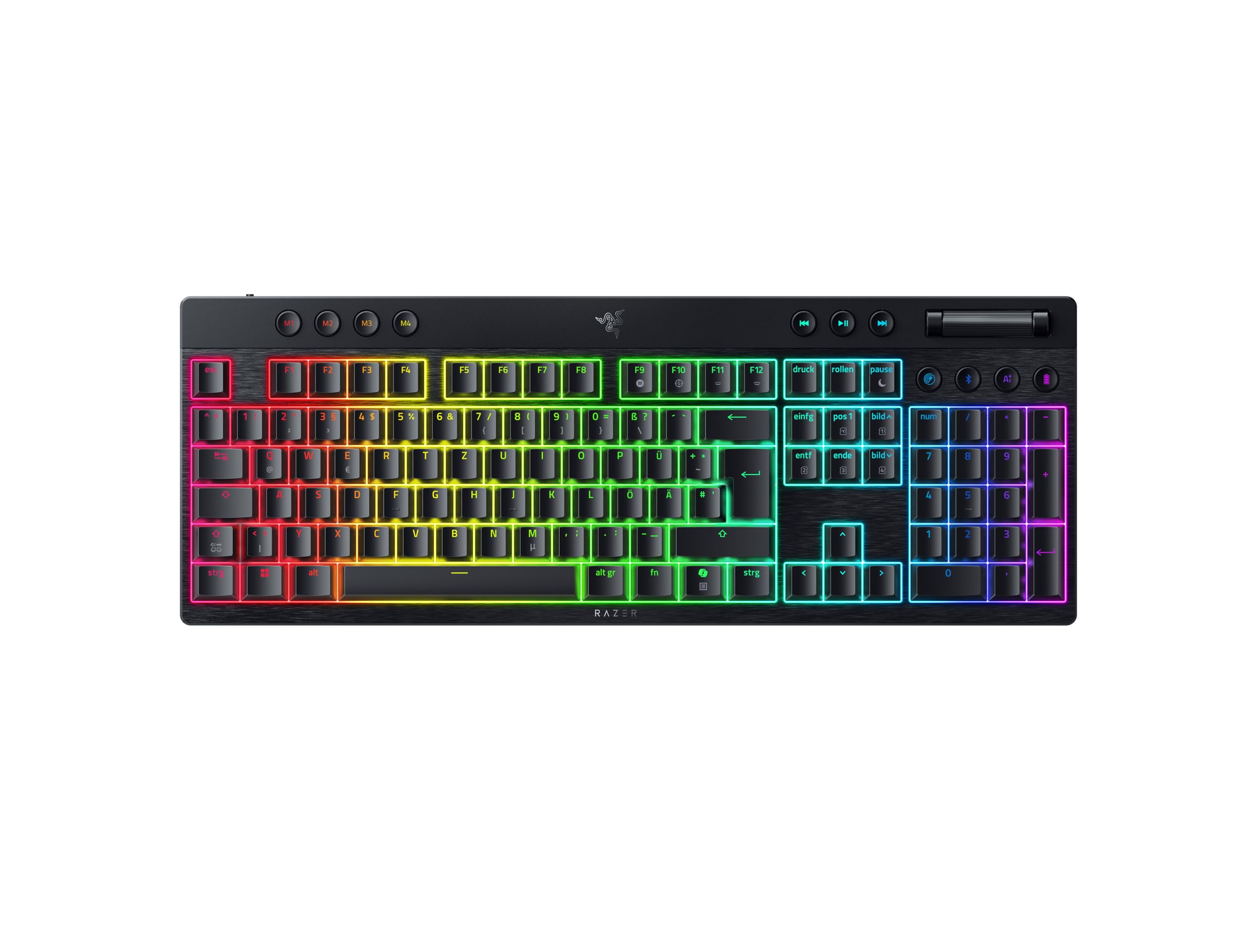 RAZER BlackWidow V4 Low-profile HyperSpeed (Orange Switch), Schwarz (FUNK, Bluetooth, USB-C, Taktil, DE-Layout) 